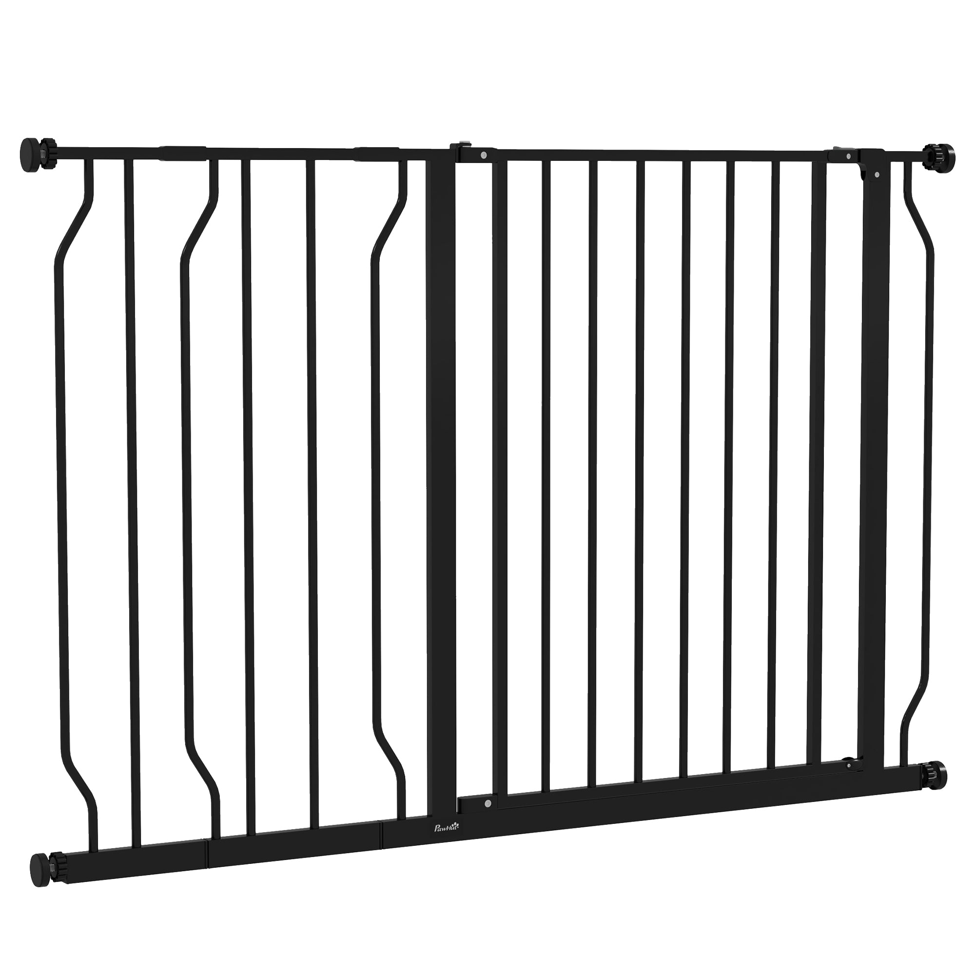 PawHut Wide Dog Safety Gate, with Door Pressure, for Doorways, Hallways, Staircases - Black - North Peak Garden Furniture