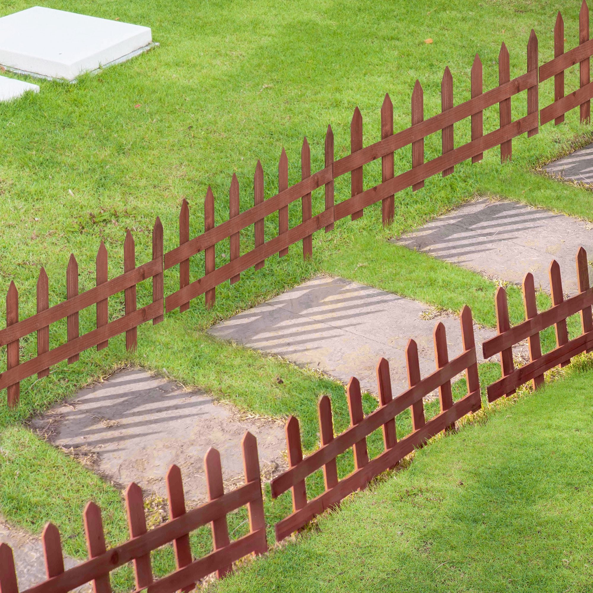 Outsunny Set of 12 Wooden 60cm Garden Fence Pieces - North Peak Garden Furniture