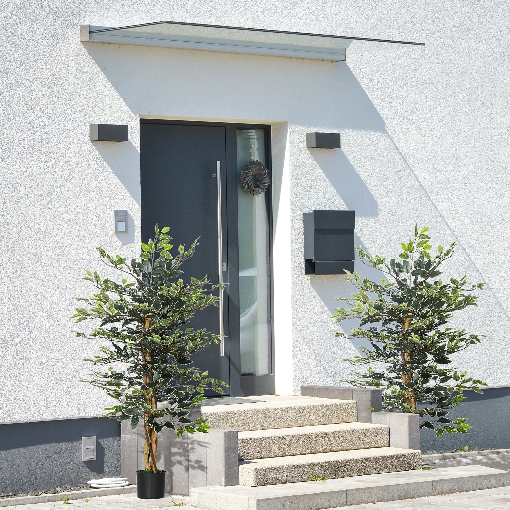HOMCOM Set of Two Artificial Ficus Trees - North Peak Garden Furniture