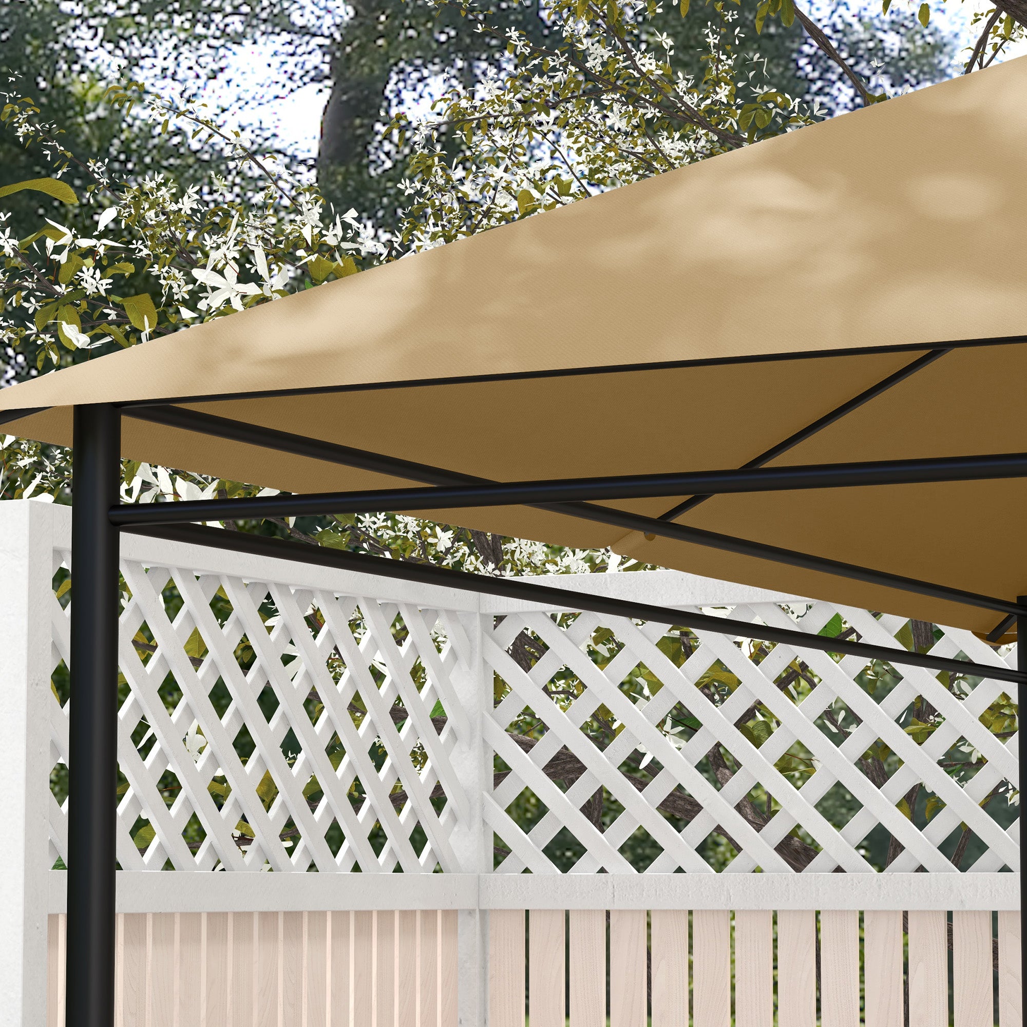 Outsunny 3 x 4m Gazebo Canopy Replacement Cover, Gazebo Roof Replacement (TOP COVER ONLY), Khaki - North Peak Garden Furniture