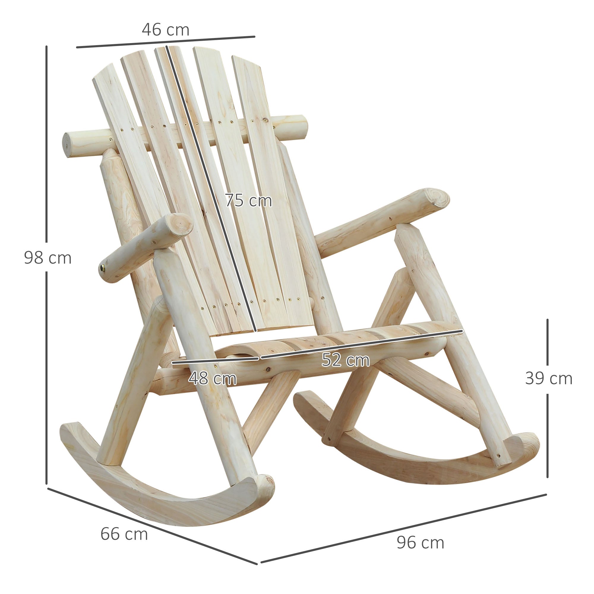 Outsunny Adirondack Chair Cedar Wood Ergonomic Rocking Chair Porch Rocker Garden Traditional - Burlywood - North Peak Garden Furniture