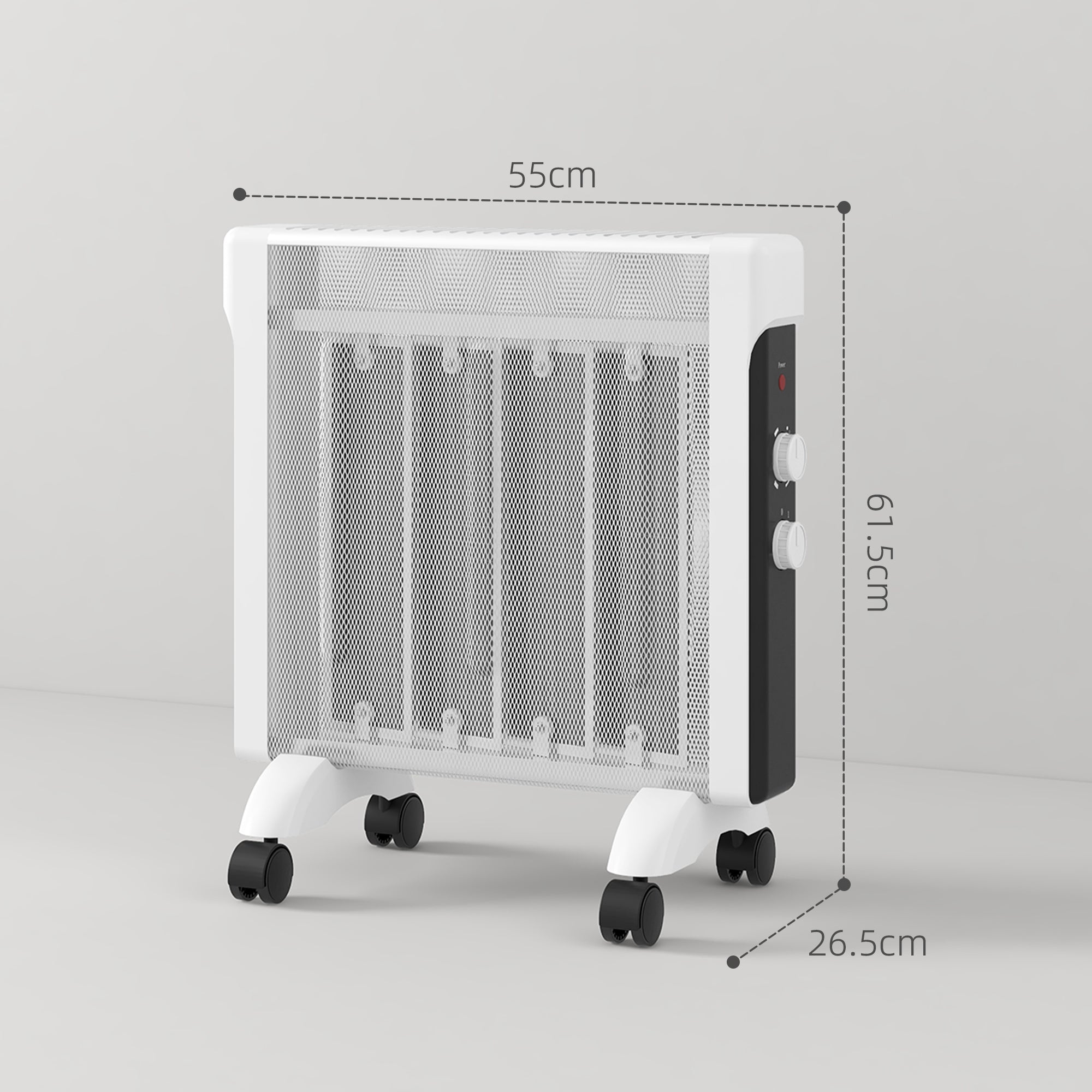 HOMCOM 2kW Electric Heater, 10-45℃ Temperature - White