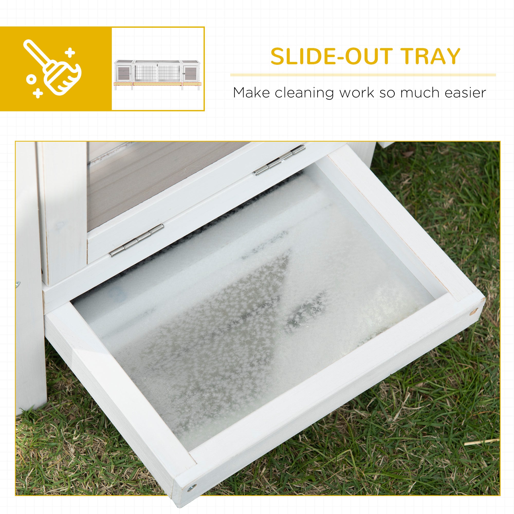 PawHut Rabbit Hutch and Run, with Removable Tray - Grey - North Peak Garden Furniture