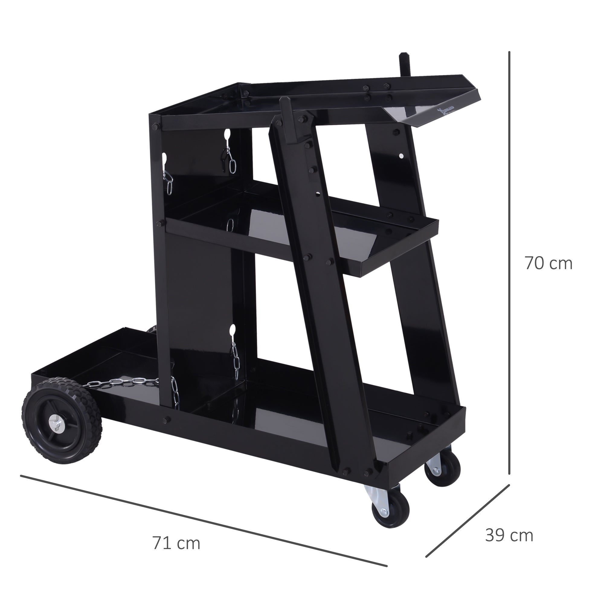 DURHAND Welding Cart Welder Trolley Garage for Gas Bottles w/ Safety Chain, Wheels, Black - North Peak Garden Furniture