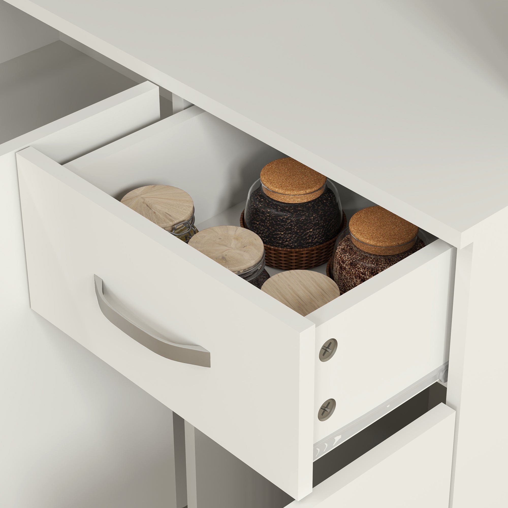 HOMCOM Freestanding Kitchen Pantry Storage Cabinet - White - North Peak Garden Furniture