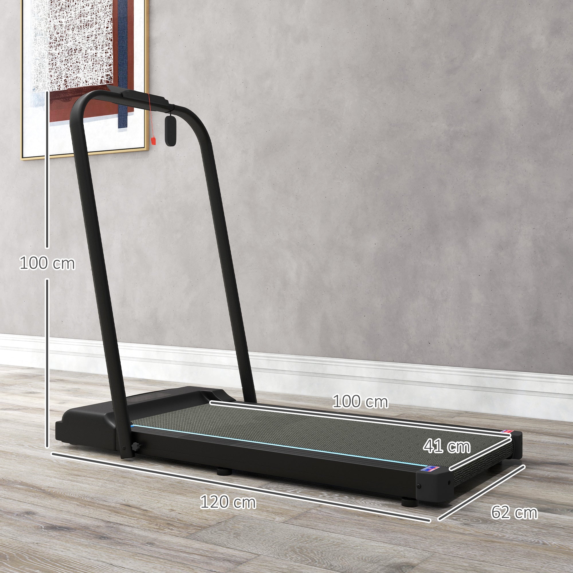 SPORTNOW 2.5HP Walking Pad, 1-6km/h Folding Treadmill with Remote Control and LED Display for Home Gym Office, Blue - North Peak Garden Furniture