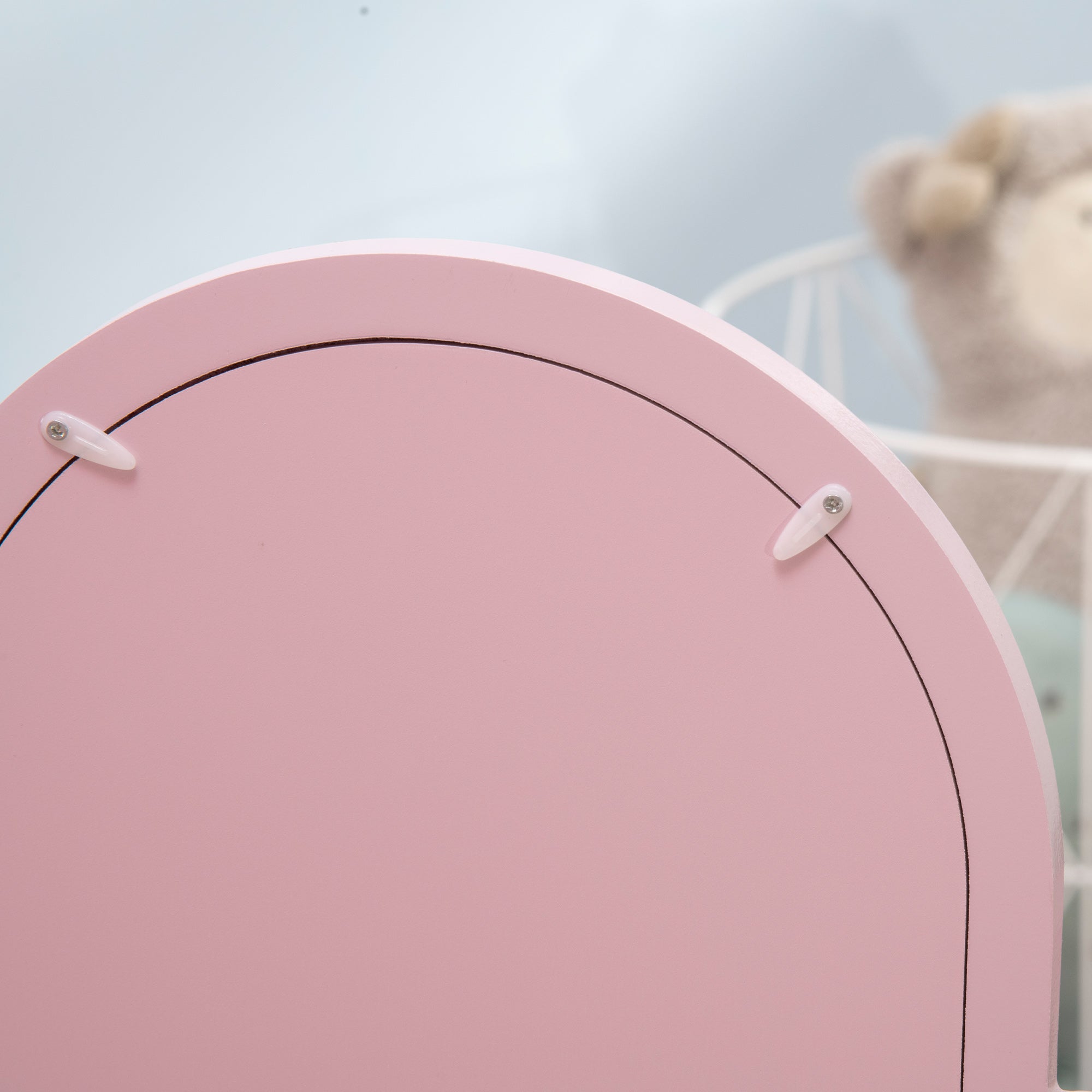 HOMCOM Kids Dressing Table Set, with Mirror and Drawer - Pink - North Peak Garden Furniture
