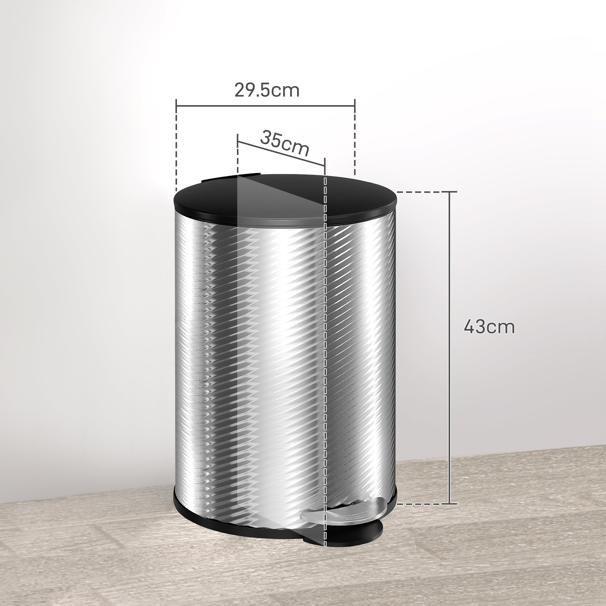 HOMCOM 20L Stainless Steel Compact Home Bin - North Peak Garden Furniture