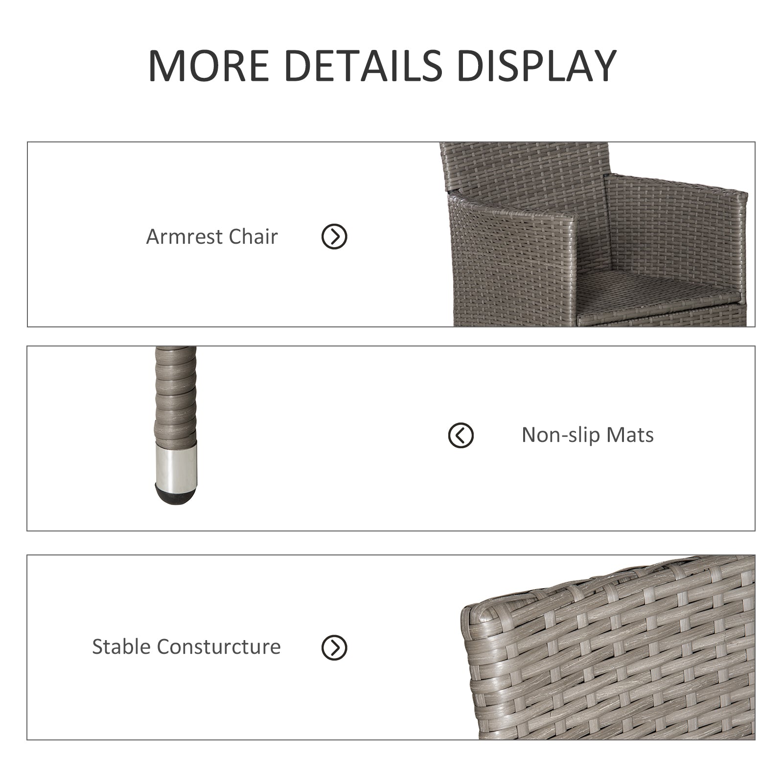 Outsunny Set of Four Rattan Armchairs, with Cushions - Grey - North Peak Garden Furniture