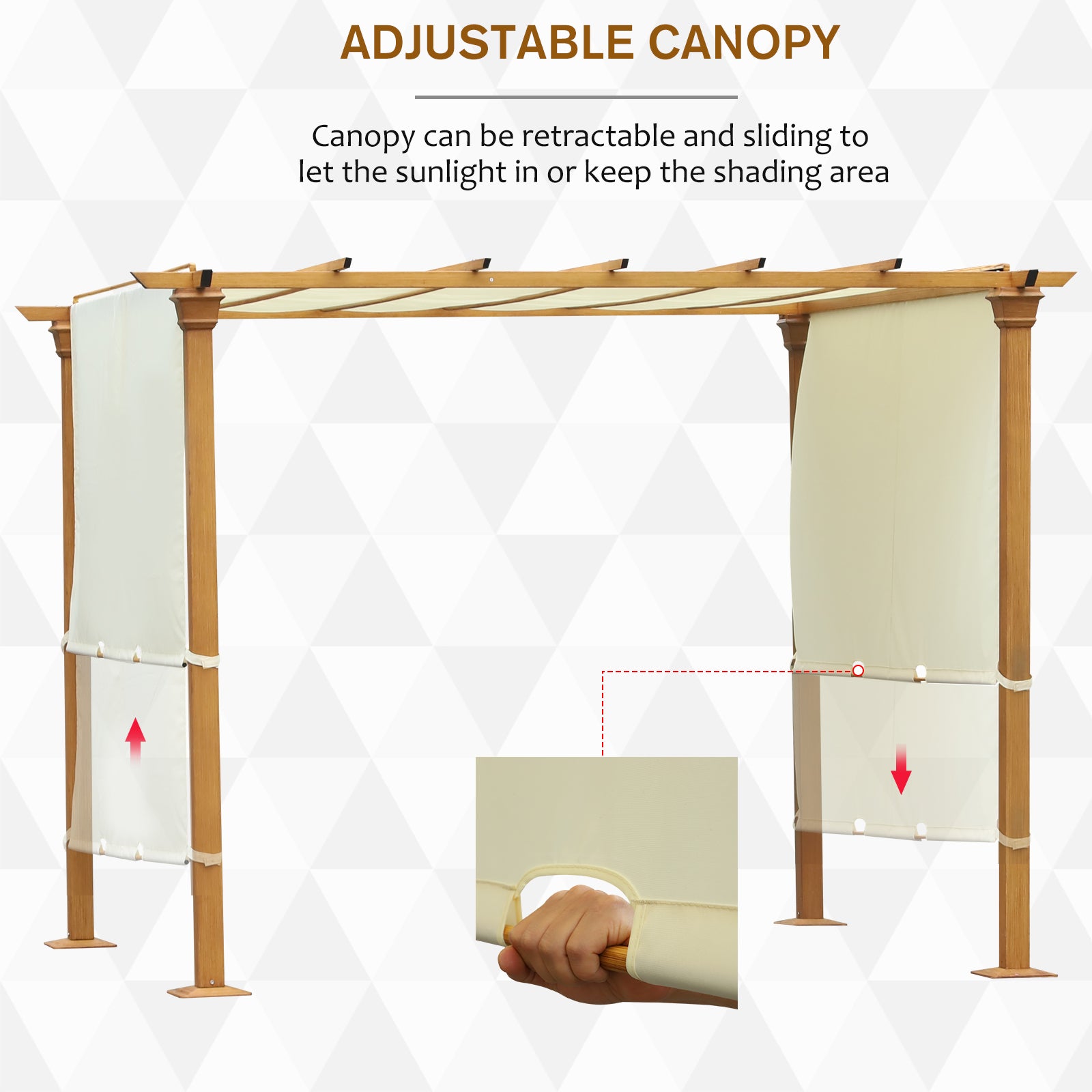 Outsunny Steel Frame Retractable Outdoor Garden Pergola Beige