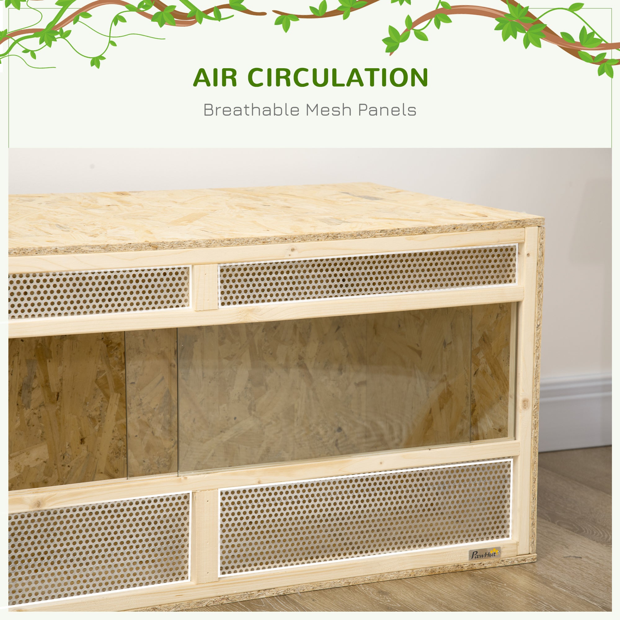 PawHut Reptile Terrarium Vivarium, Climbing Pet Containers, Reptile Habitat w/ Transparent Sliding Doors, Breathable Mesh, for Lizards, Horned Frogs, Snakes and Chameleons, 100 x 47 x 47cm - North Peak Garden Furniture