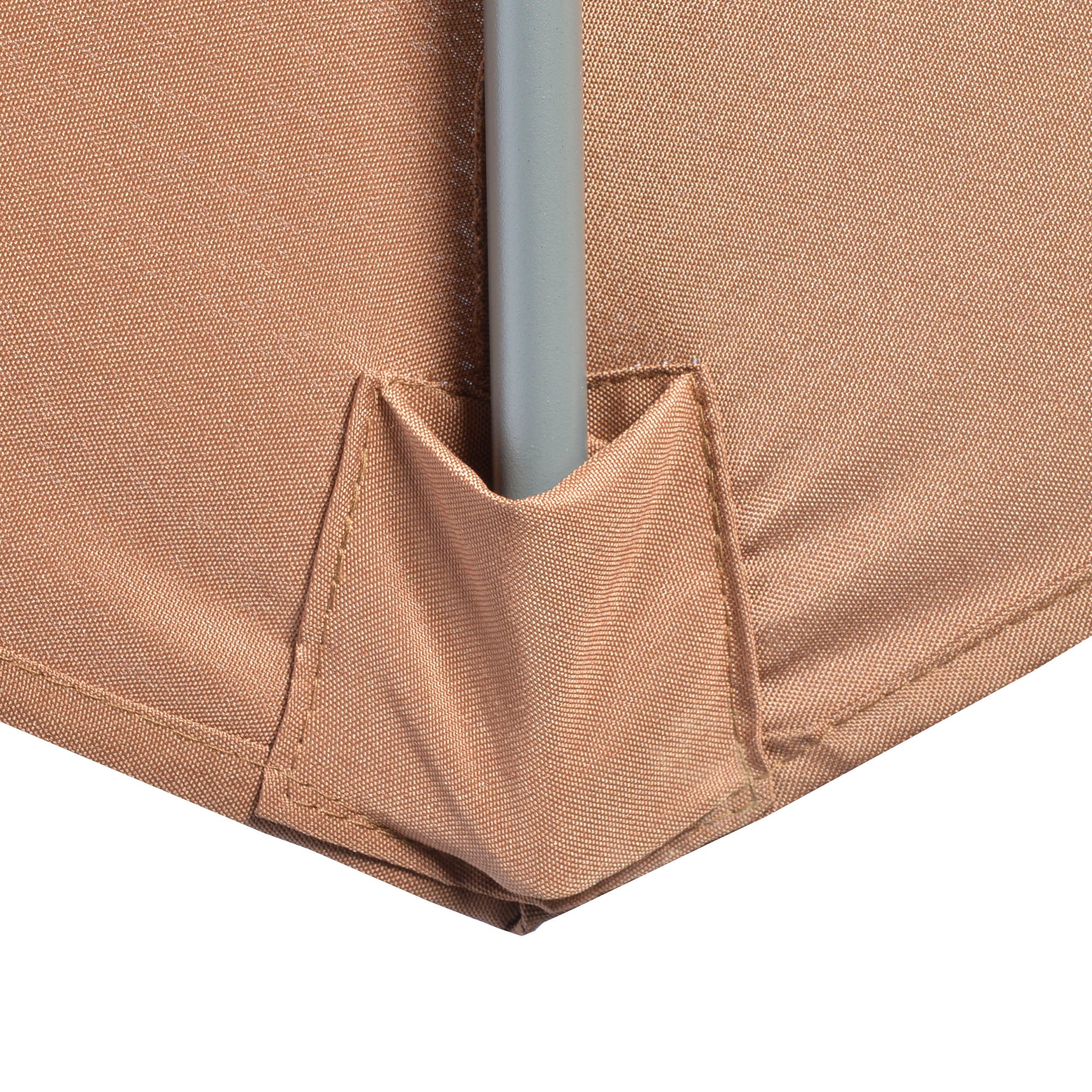 Outsunny 3(m) Garden Banana Parasol Cantilever Umbrella with Crank Handle, Cross Base, Weights and Cover for Outdoor, Hanging Sun Shade, Coffee - North Peak Garden Furniture