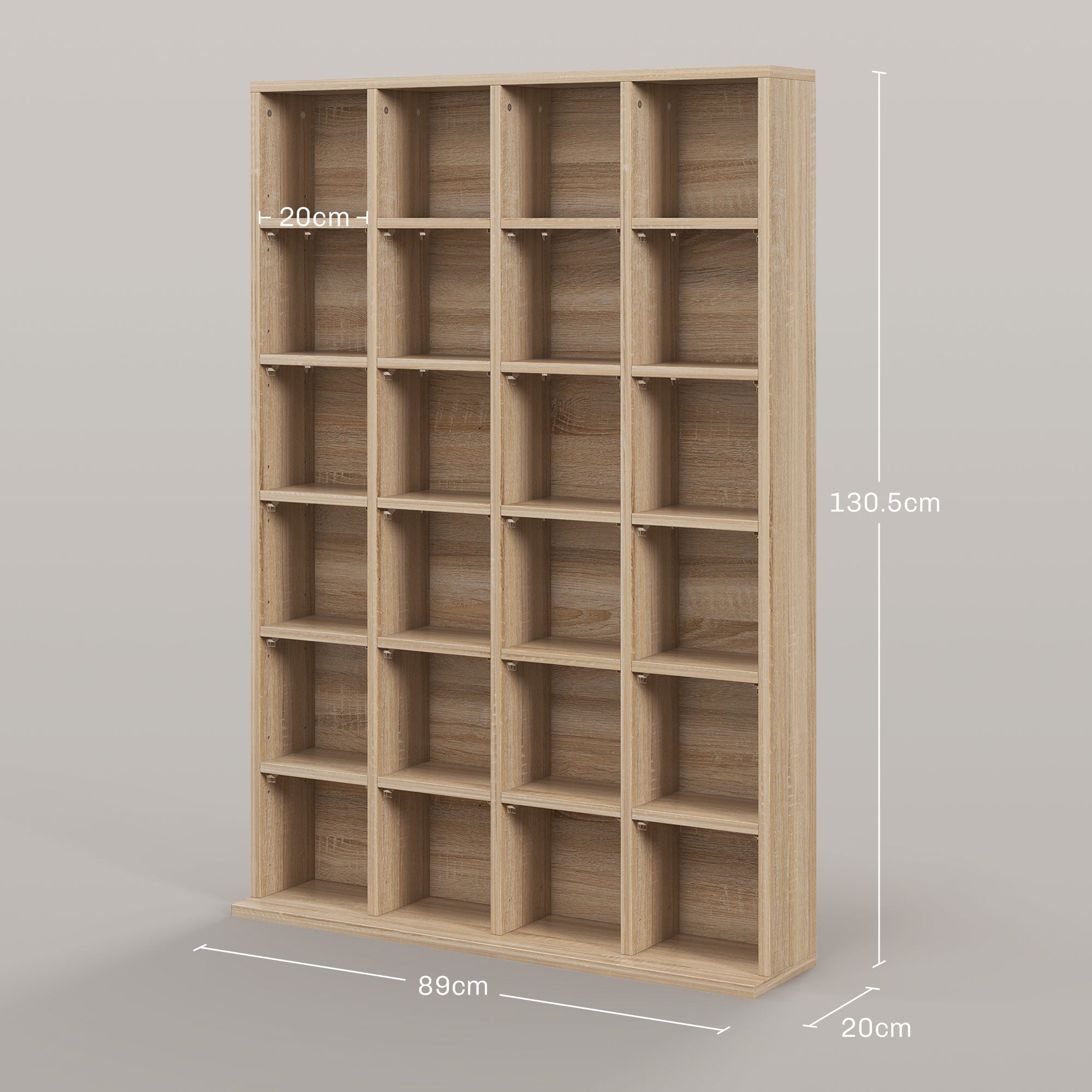 HOMCOM CD Storage Unit with Adjustable Shelves, 89 x 130.5 cm, Natural Wood Finish - North Peak Garden Furniture