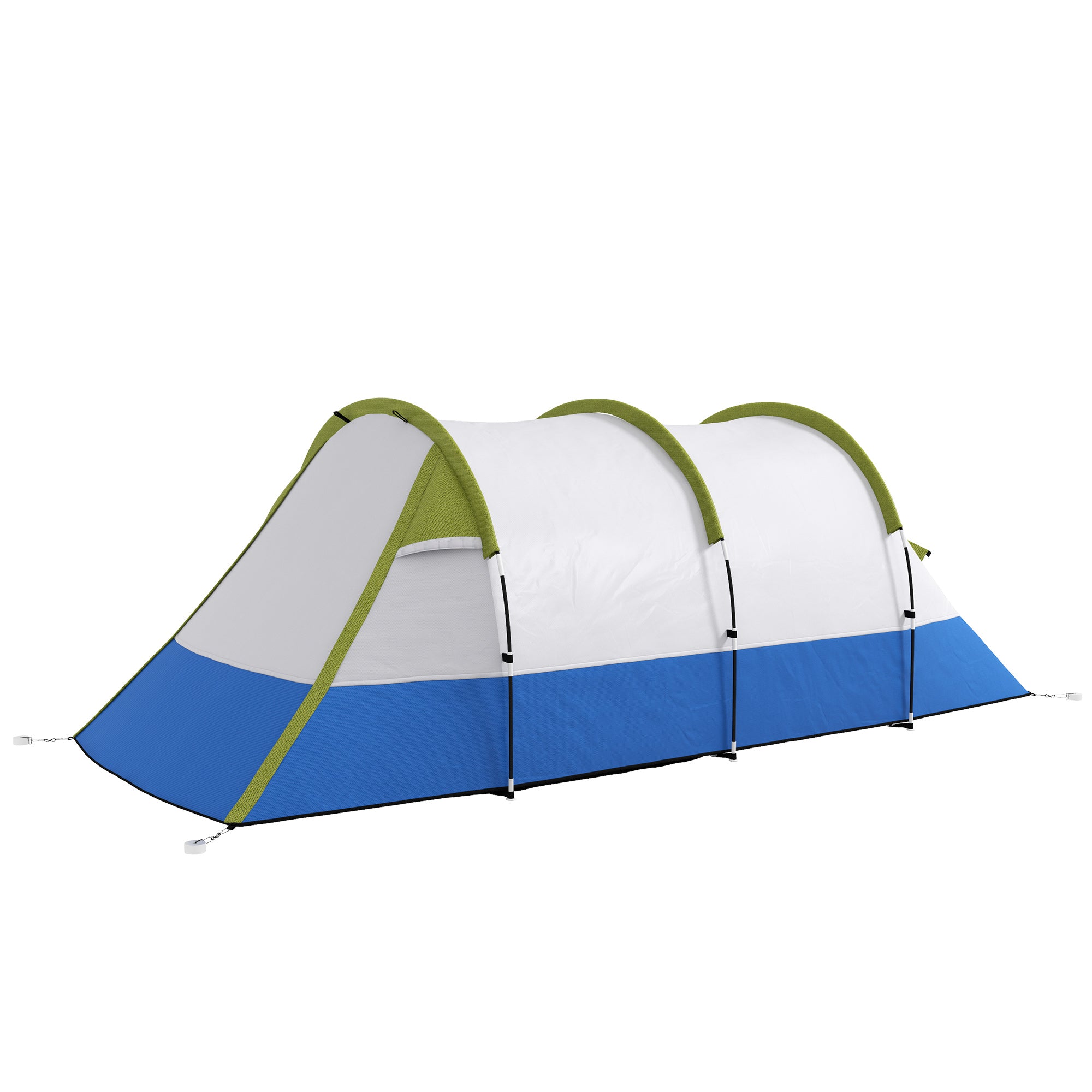 Outsunny Three Man Two-Room Tent, with Porch and Accessories - Green