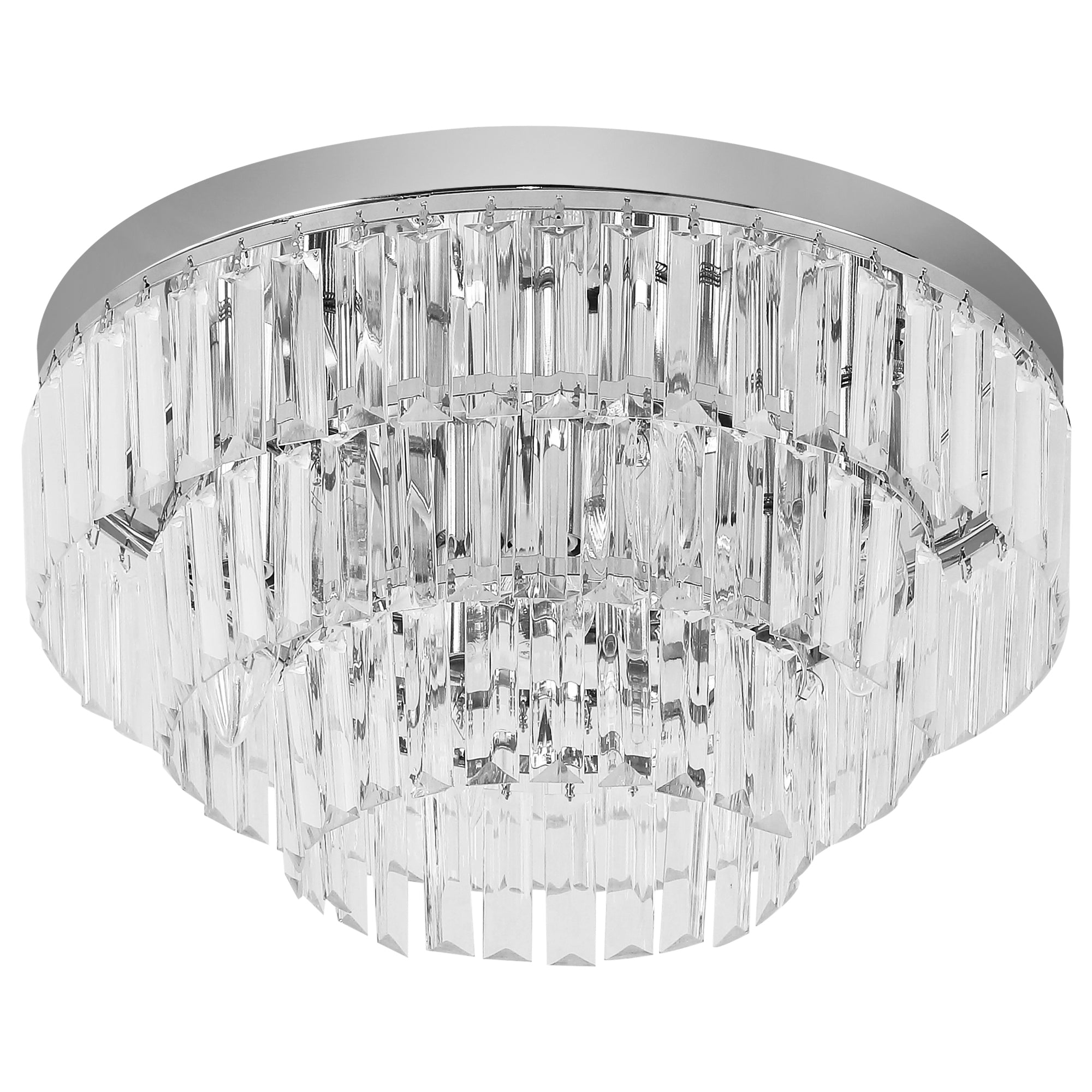 HOMCOM Round Crystal Ceiling Lamp 7 Lights Chandelier Mounted Fixture For Living Room Dining Room Hallway Modern - North Peak Garden Furniture