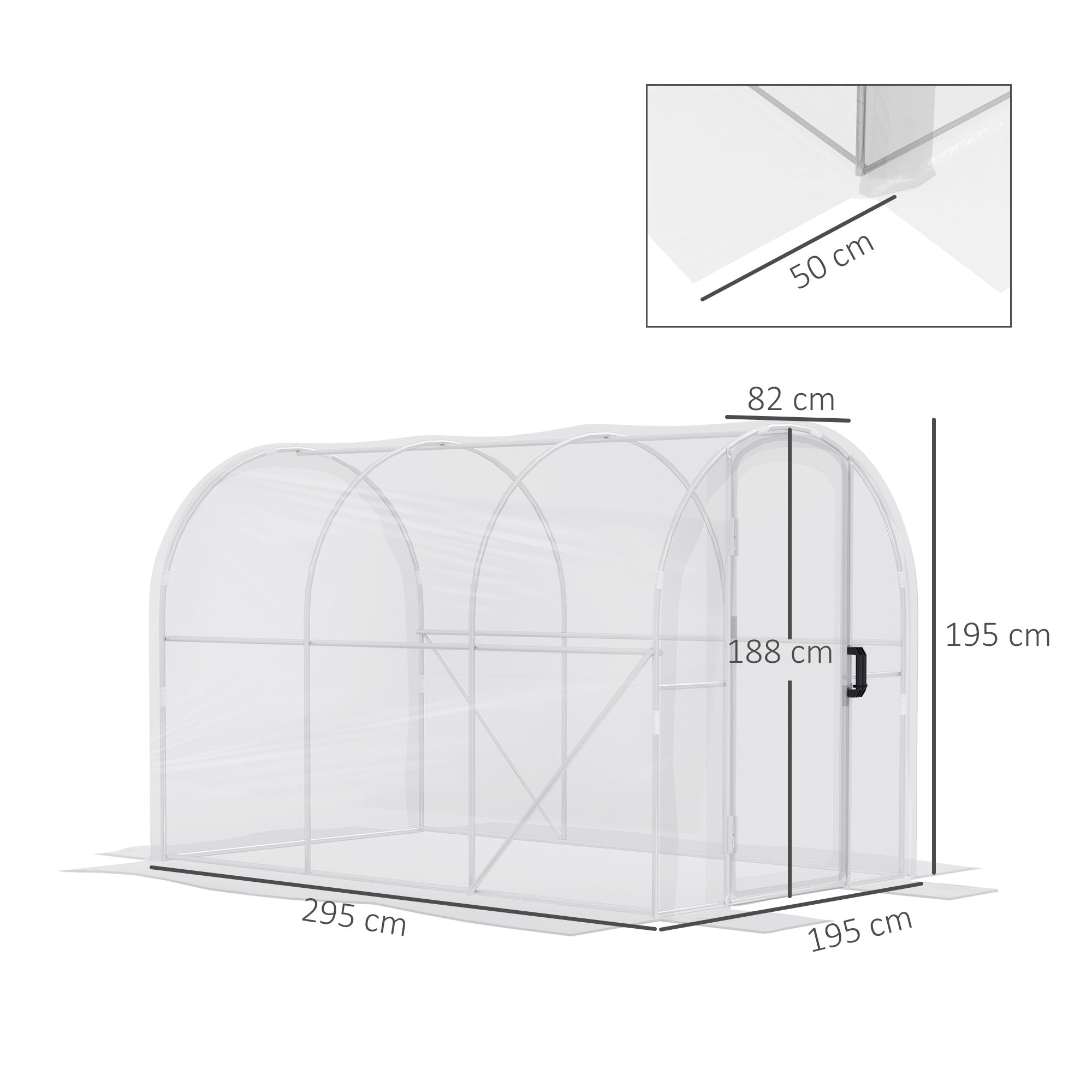 Outsunny Polytunnel Greenhouse Walk-in Grow House with PE Cover, Door and Galvanised Steel Frame, 3 x 2 x 2m, Clear - North Peak Garden Furniture