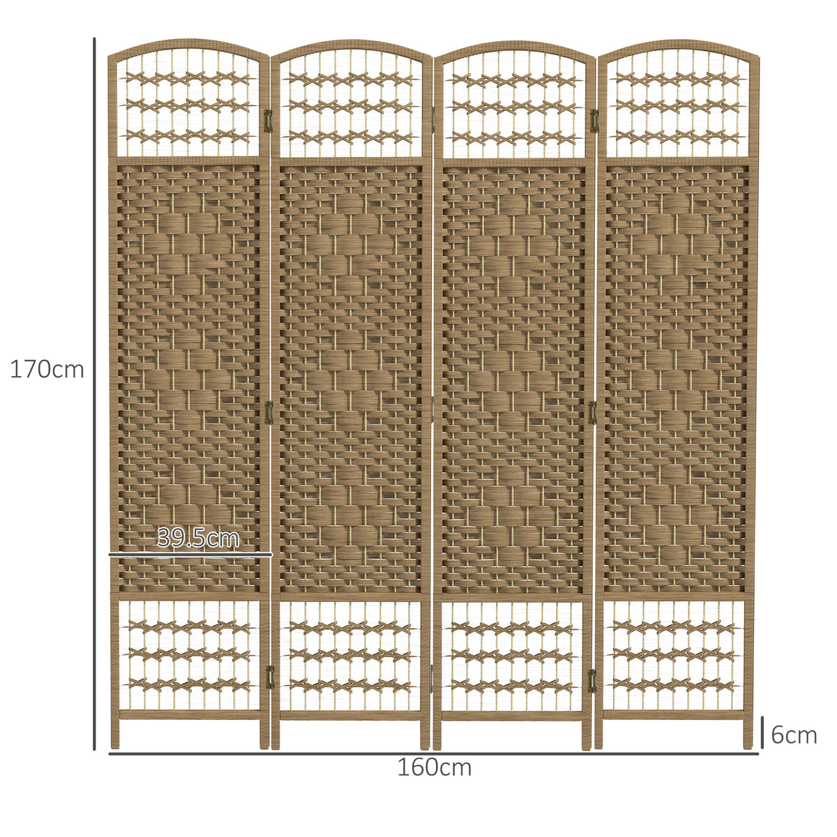 HOMCOM 4 Panel Folding Room Divider, Privacy Screen, Paravent Partition Separator for Living Room, Bedroom, Natural