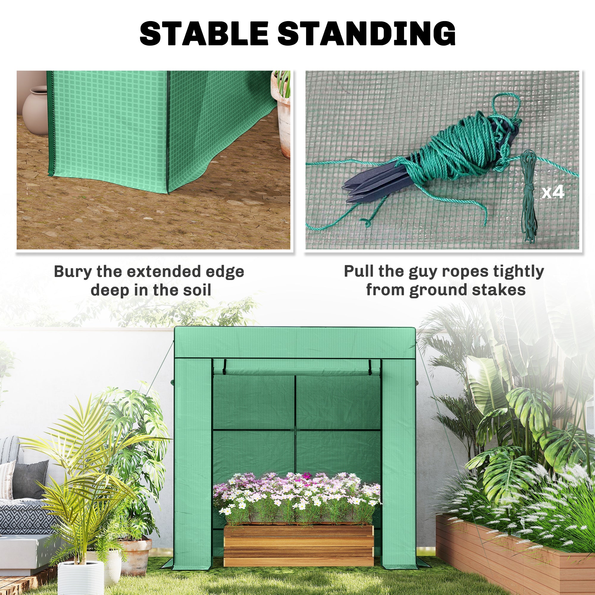 Outsunny 77 x 196cm Walk-In Greenhouse, with Accessories