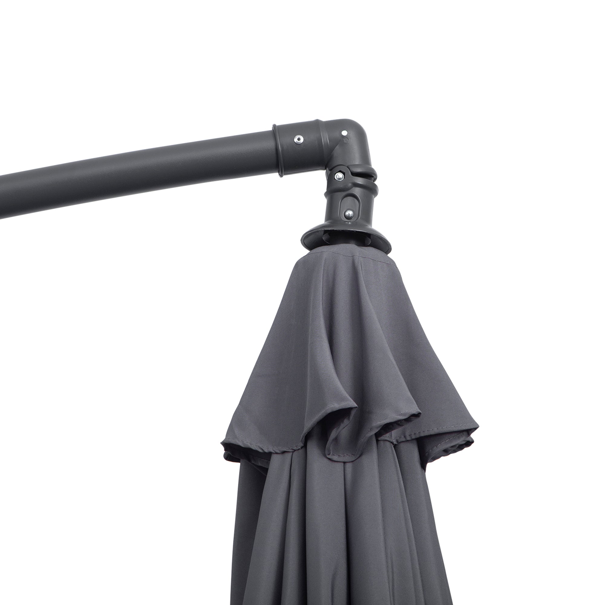 Outsunny 3(m) Garden Parasol Sun Shade Patio Banana Hanging Umbrella Cantilever with Crank Handle and Cross Base Grey - North Peak Garden Furniture