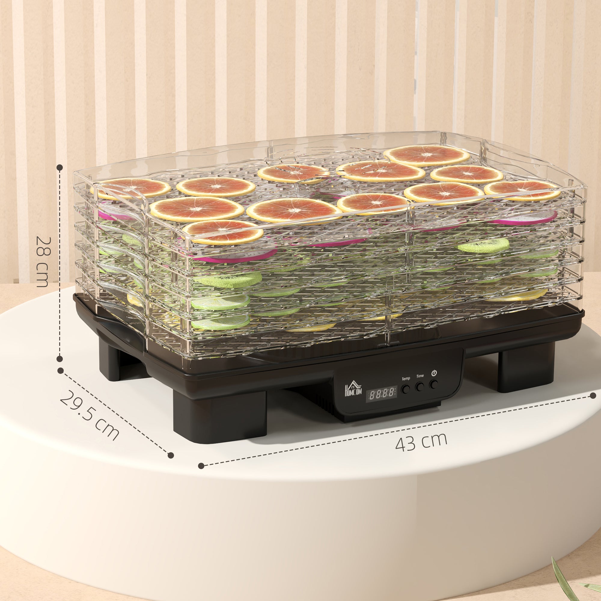 HOMCOM 6 Tray Food Dehydrator, 550W Food Dryer Machine with Adjustable Temperature, 48H Timer, for Drying Fruit, Meat, Vegetable, Jerky and Pet Treat, Black - North Peak Garden Furniture