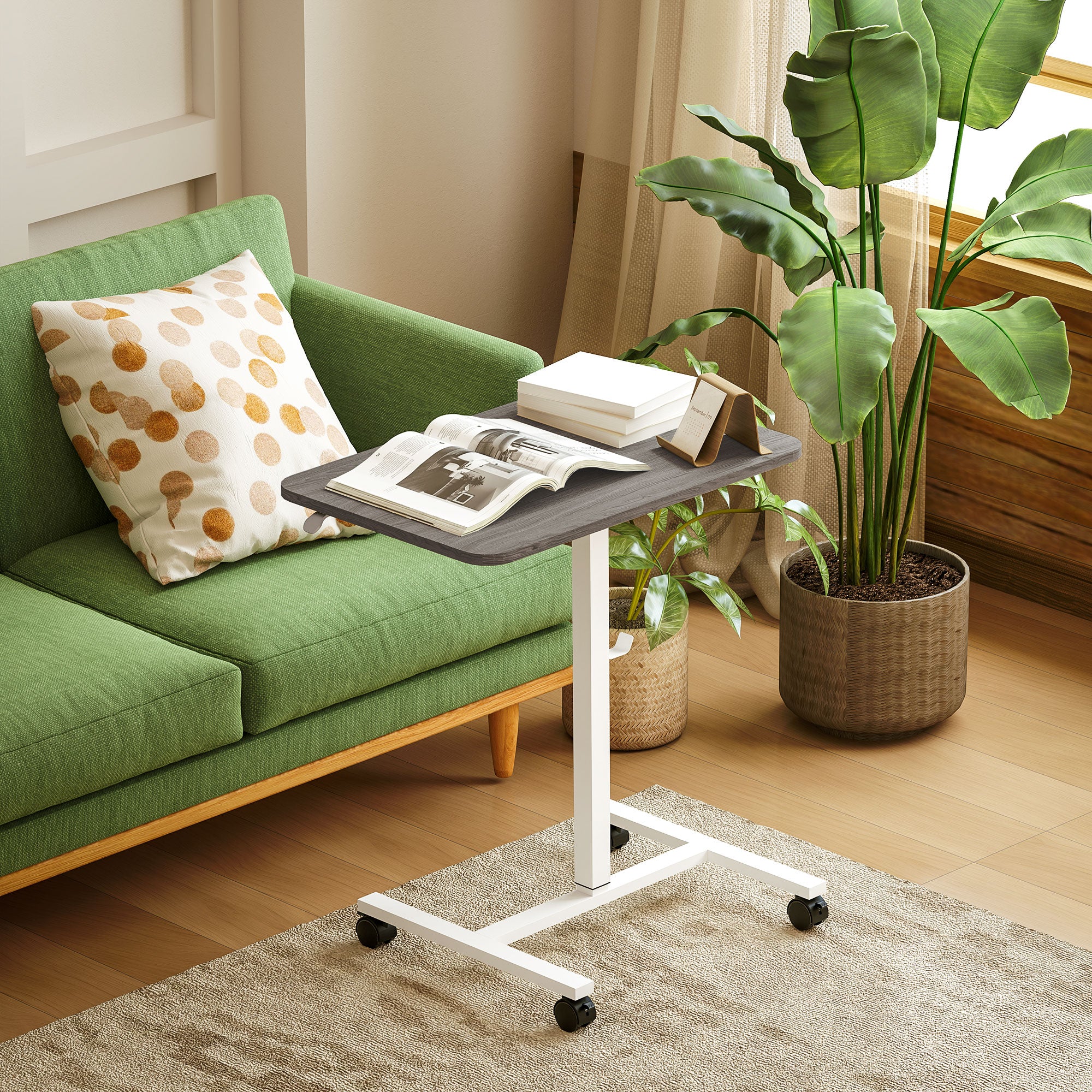 HOMCOM 75-115cm Manual Adjustable Sit-To-Stand Desk - White/Grey - North Peak Garden Furniture