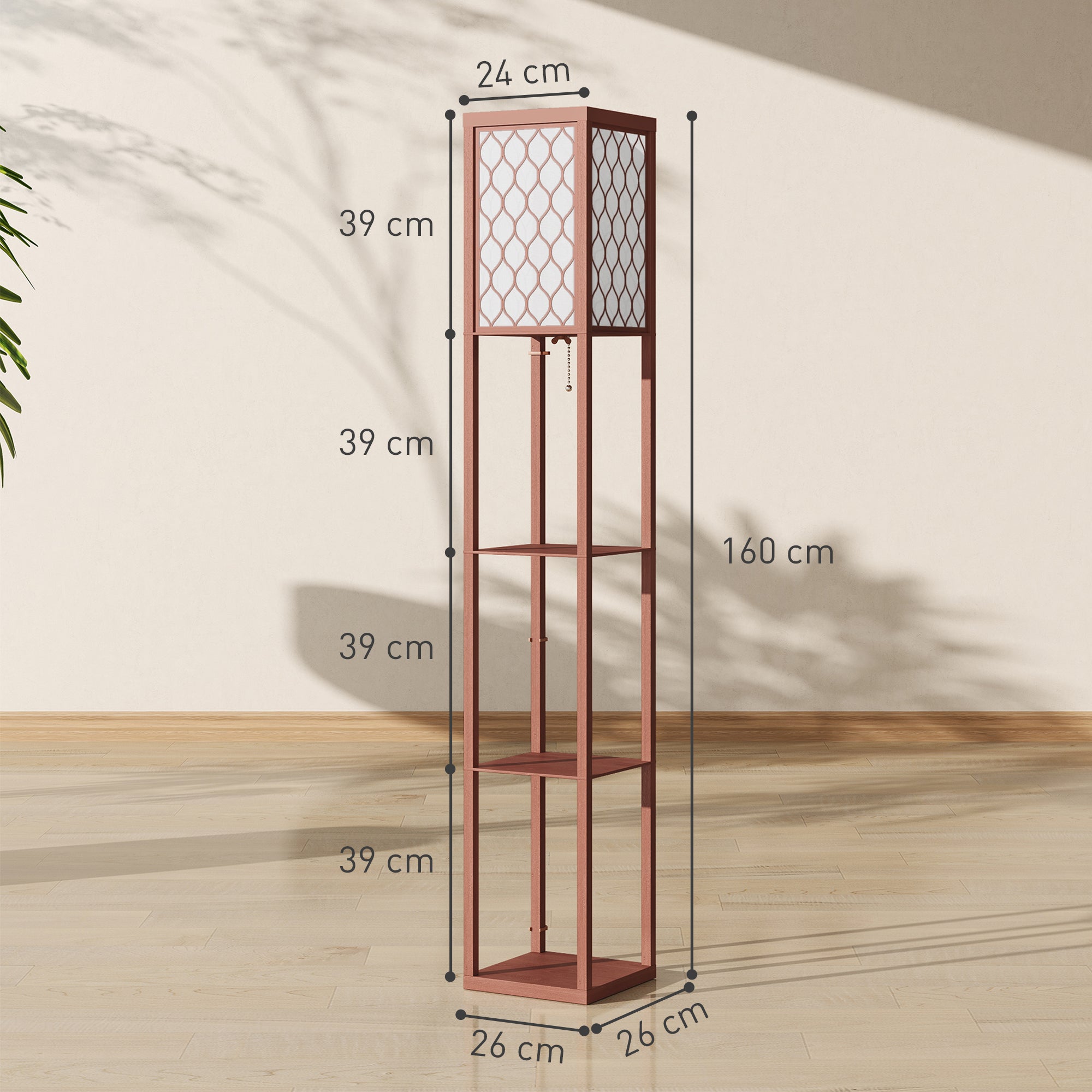 HOMCOM Three-Shelf Standing Lamp - Brown/White - North Peak Garden Furniture