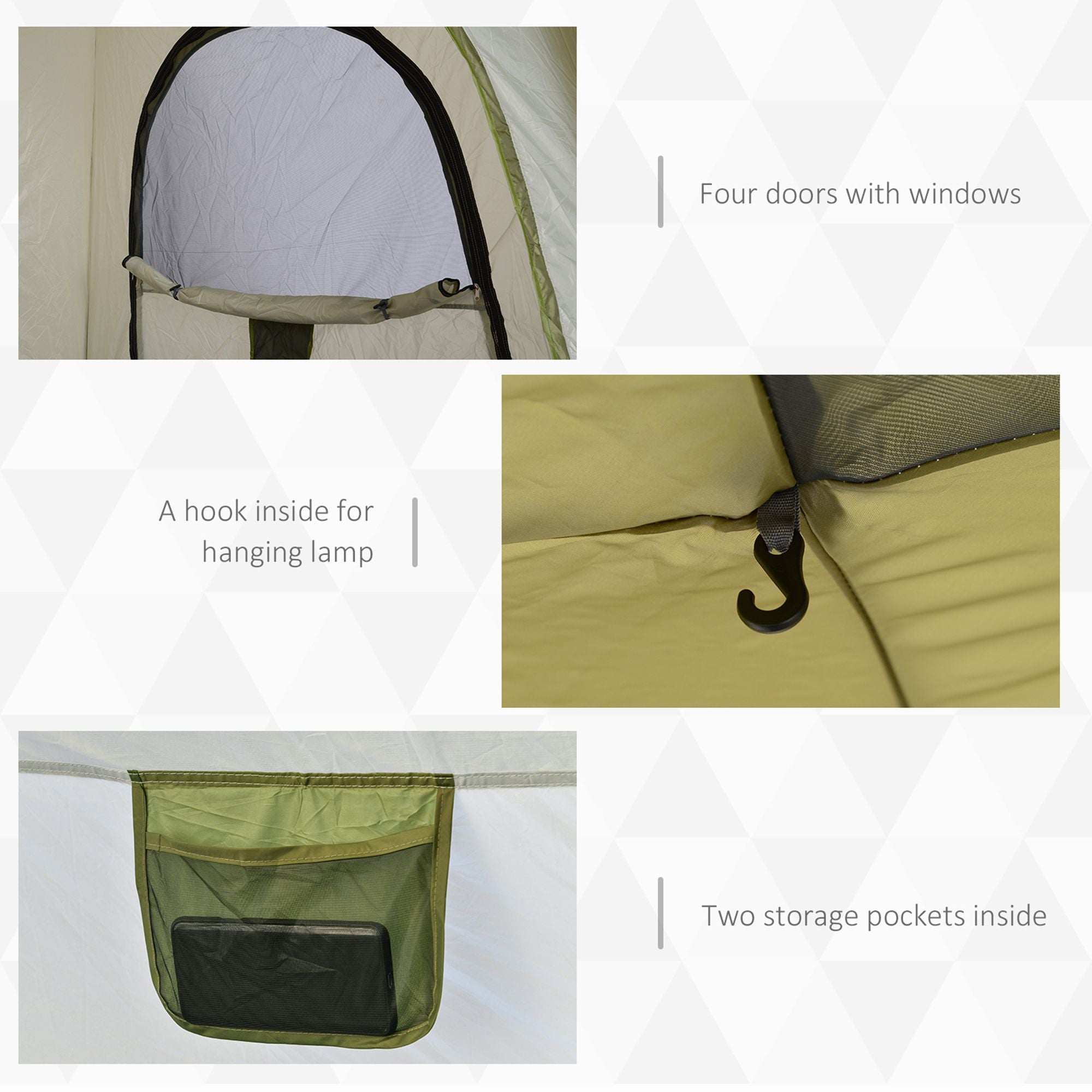 Outsunny 4 Person Automatic Camping Tent, Outdoor Pop Up Tent, Portable Backpacking Dome Shelter, Green - North Peak Garden Furniture
