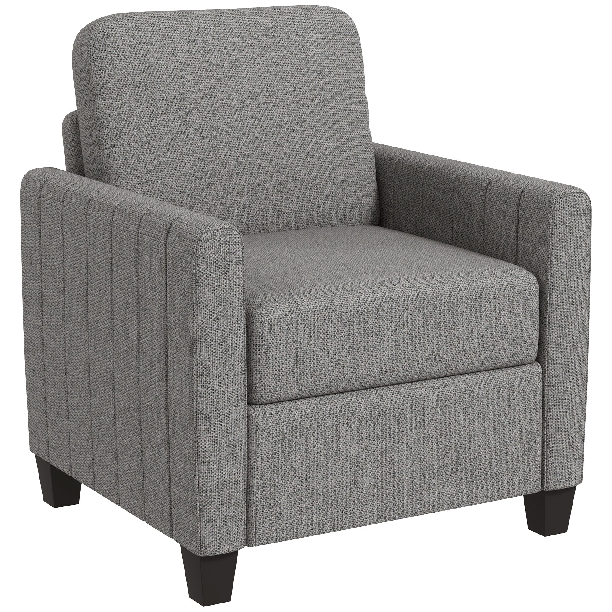 HOMCOM Modern Boxy Linen-Look Armchair - Light Grey - North Peak Garden Furniture