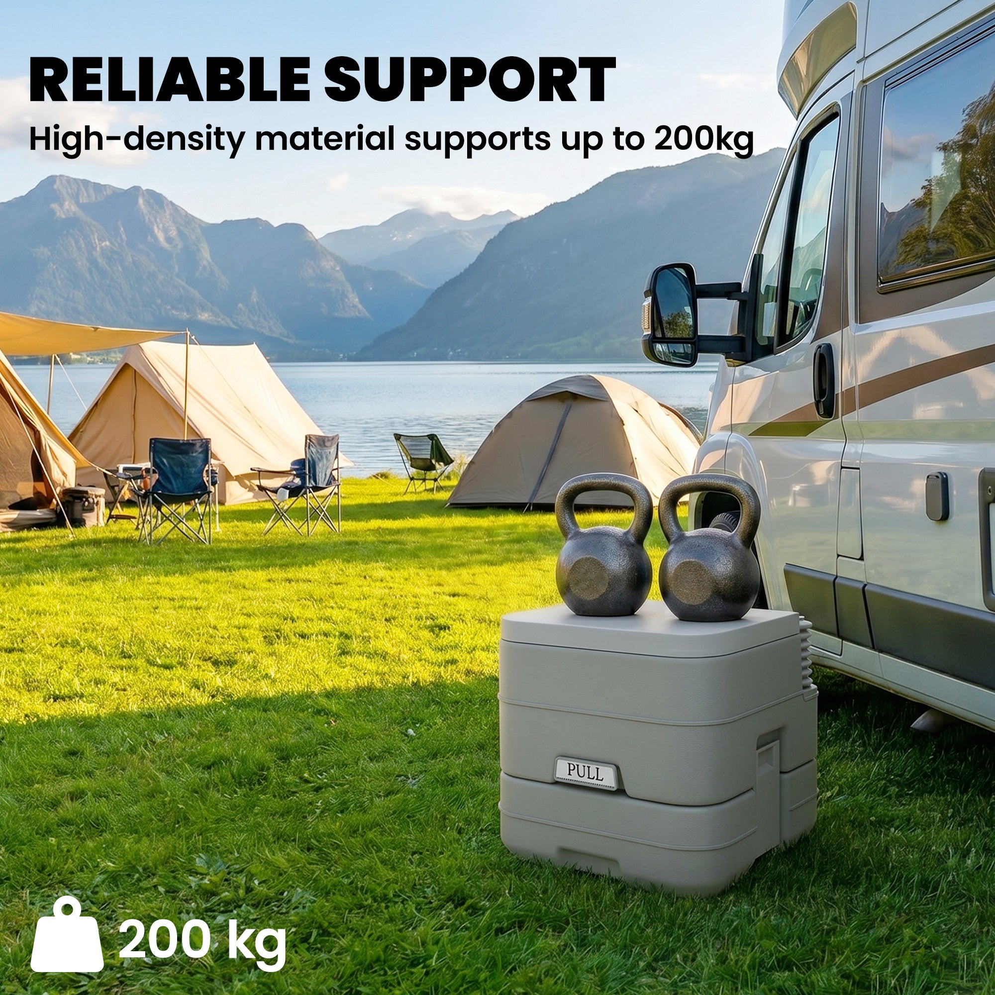 HOMCOM 10L Portable Travel Toilet Outdoor Camping Picnic with 2 Detachable Tanks & Push-button Operation, Grey