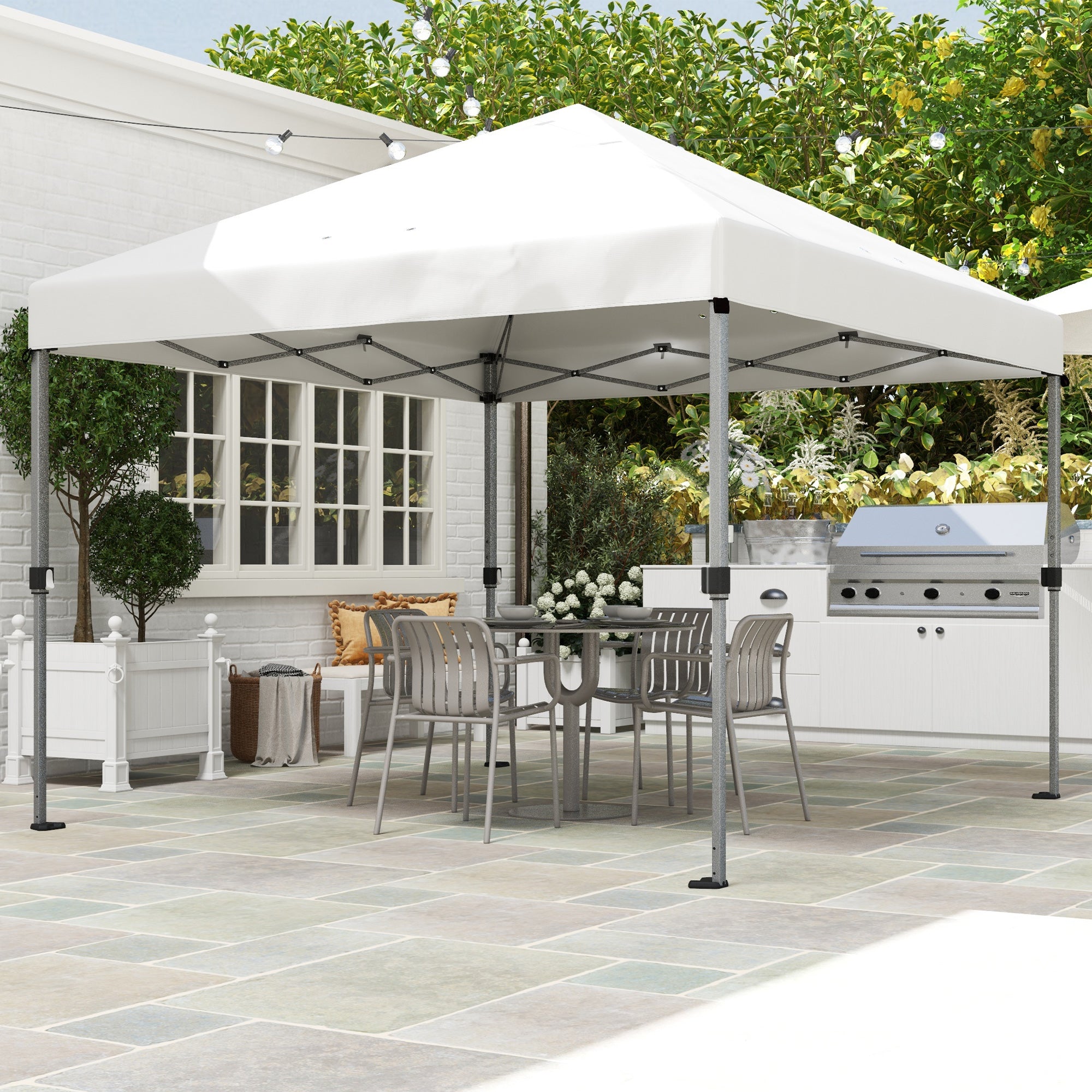 Outsunny 3 x 3m Pop-Up Gazebo, with Accessories - White - North Peak Garden Furniture
