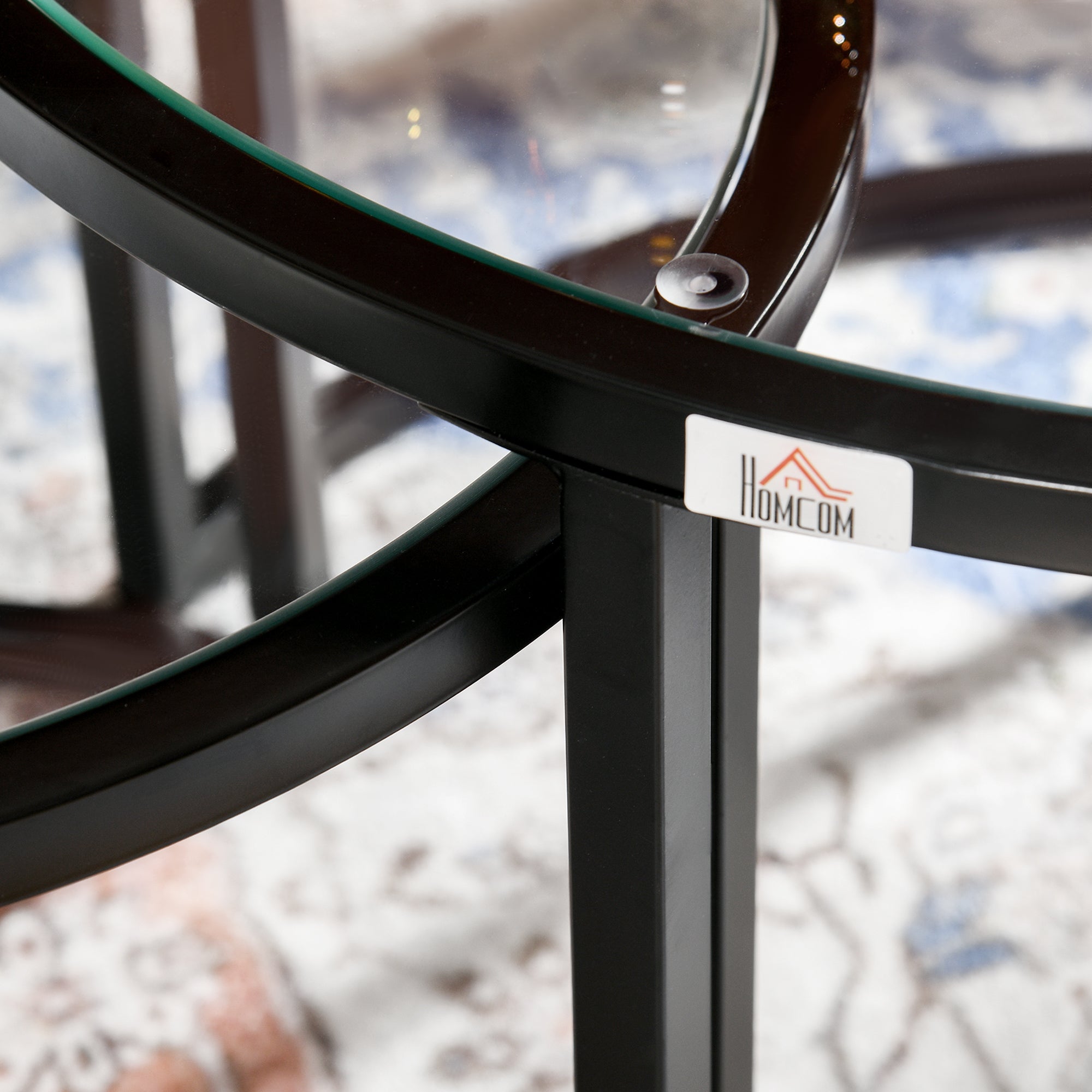 HOMCOM Two-Piece Nest of Glass-Top Coffee Tables - North Peak Garden Furniture
