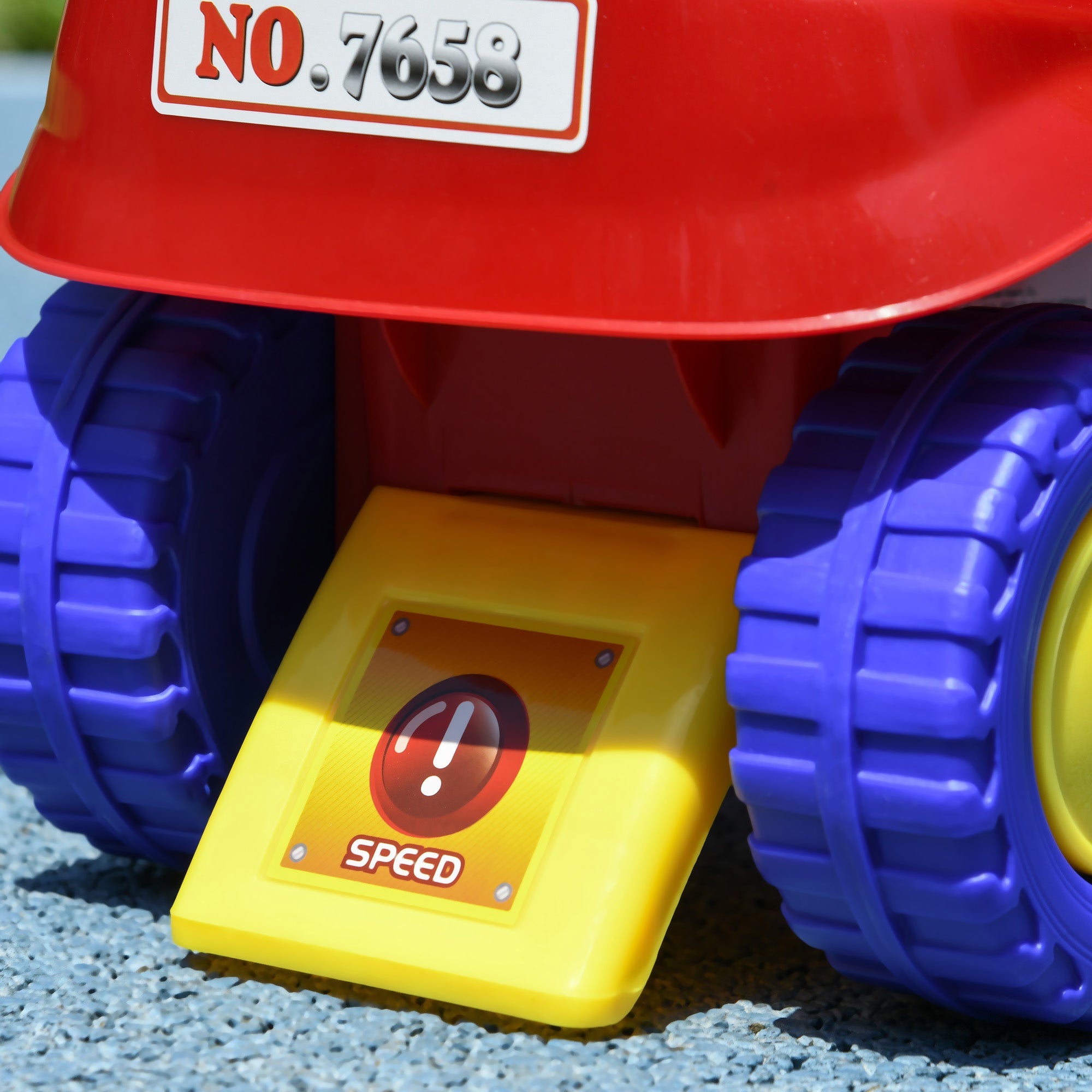 AIYAPLAY Ride On Fire Truck Foot to Floor Design with Under Seat Storage, Steering Wheel, Music, Light, for 1.5-3 Years, Red - North Peak Garden Furniture