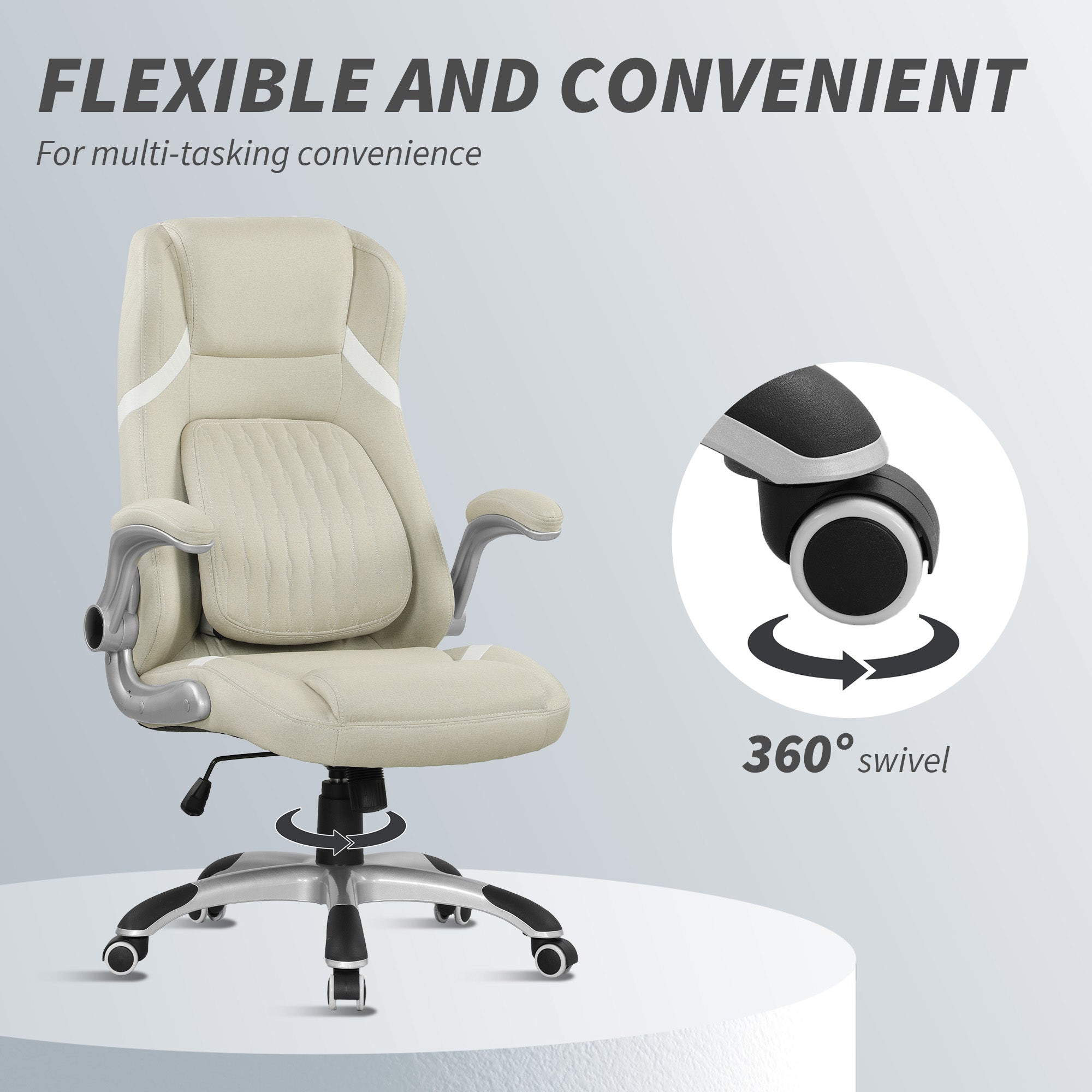 Vinsetto Linen-Look Office Chair, with Adjustable Height and Tension - Beige