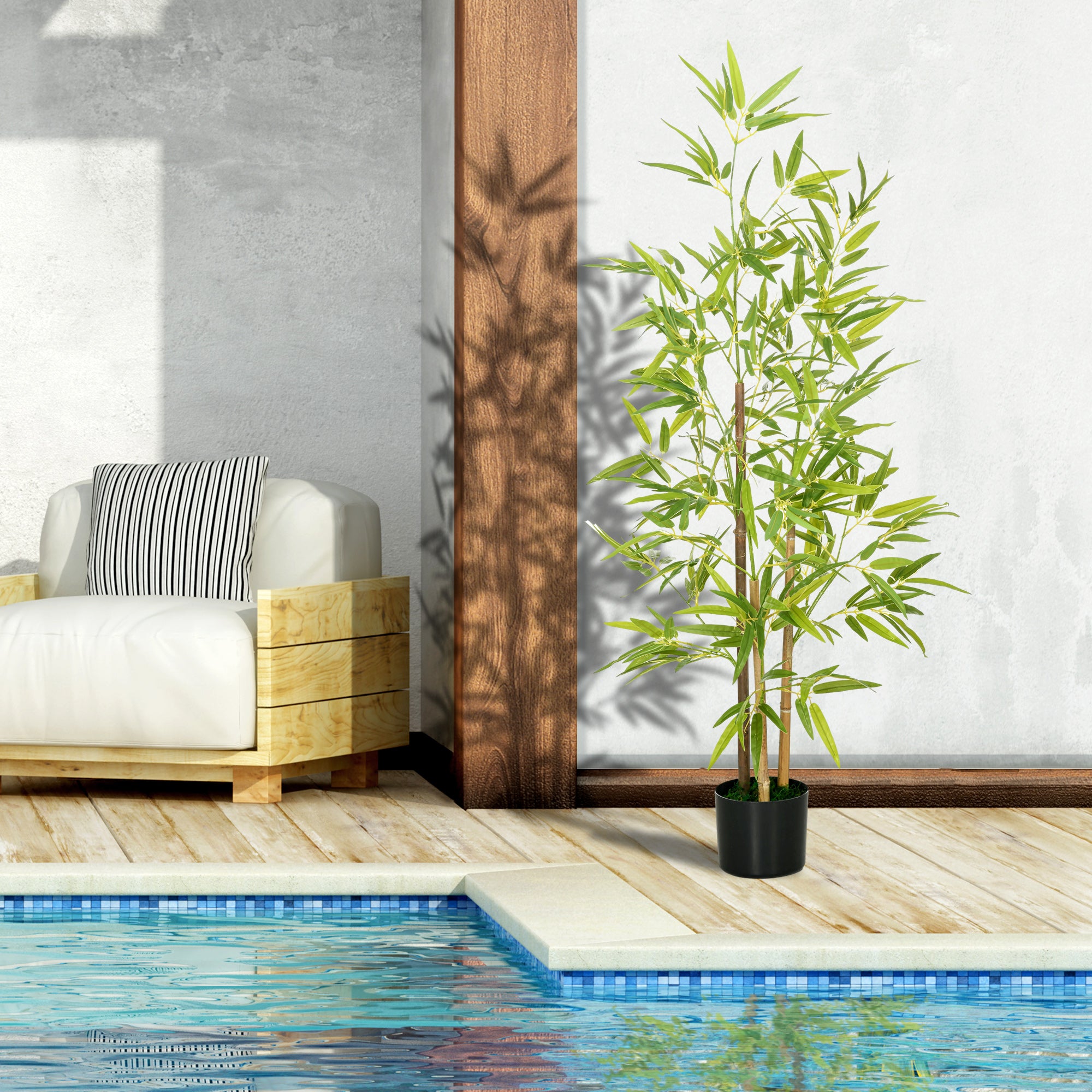 HOMCOM Artificial Plant Bamboo Artificial Tree Height 120 cm with Pot for Home Indoor Decor