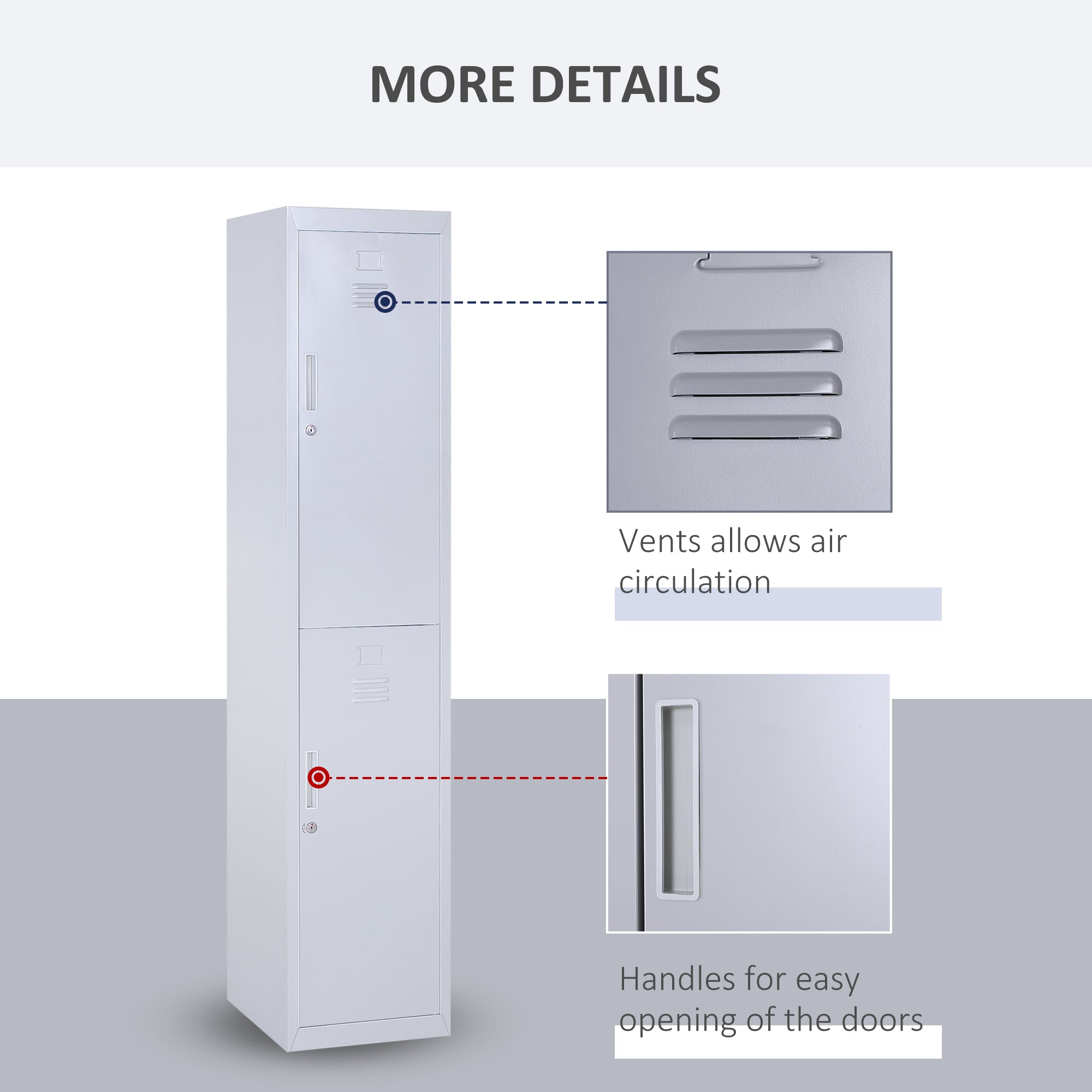 Vinsetto Locker Cabinet Storage Cold Rolled Steel w/ Shelves Vertical Cupboard Grey 38 x 46 x 180 cm - North Peak Garden Furniture
