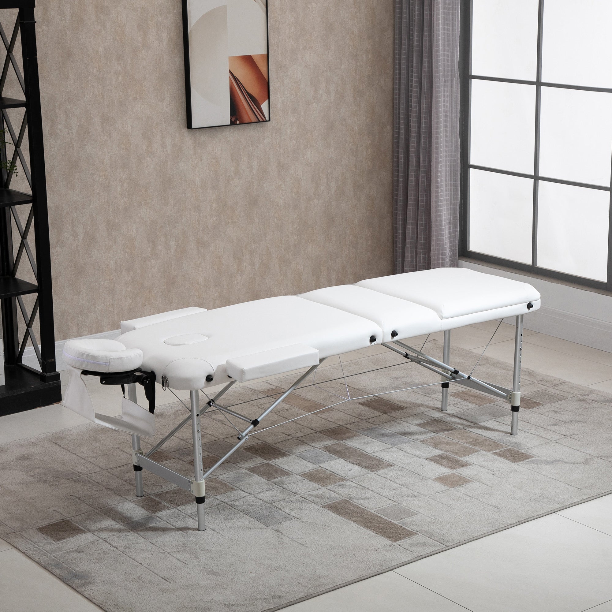 HOMCOM Foldable Massage Table Professional Salon SPA Facial Couch Bed White - North Peak Garden Furniture