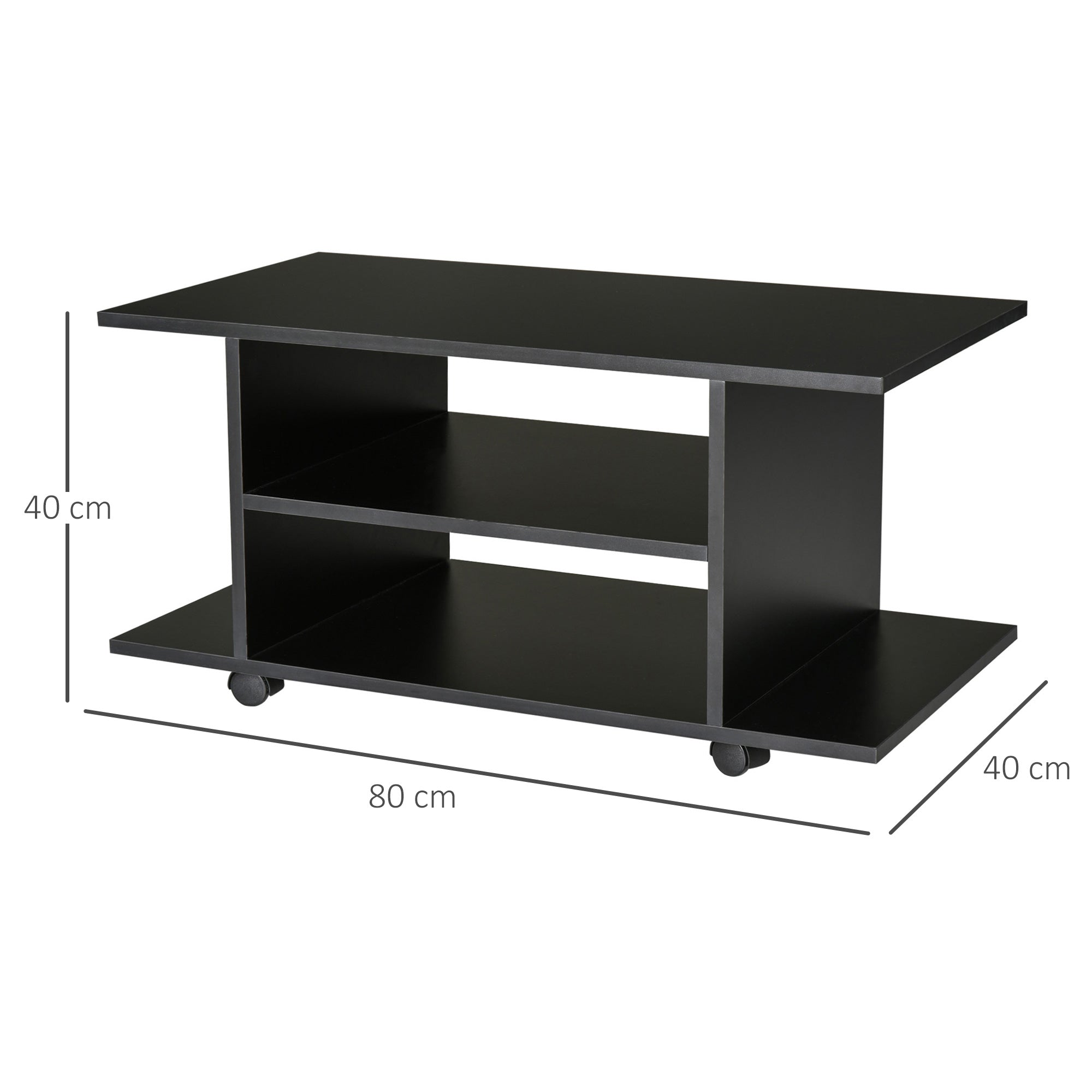 HOMCOM Modern TV Cabinet Stand Storage Shelves Table Mobile Bedroom Furniture Bookshelf Bookcase Black - North Peak Garden Furniture