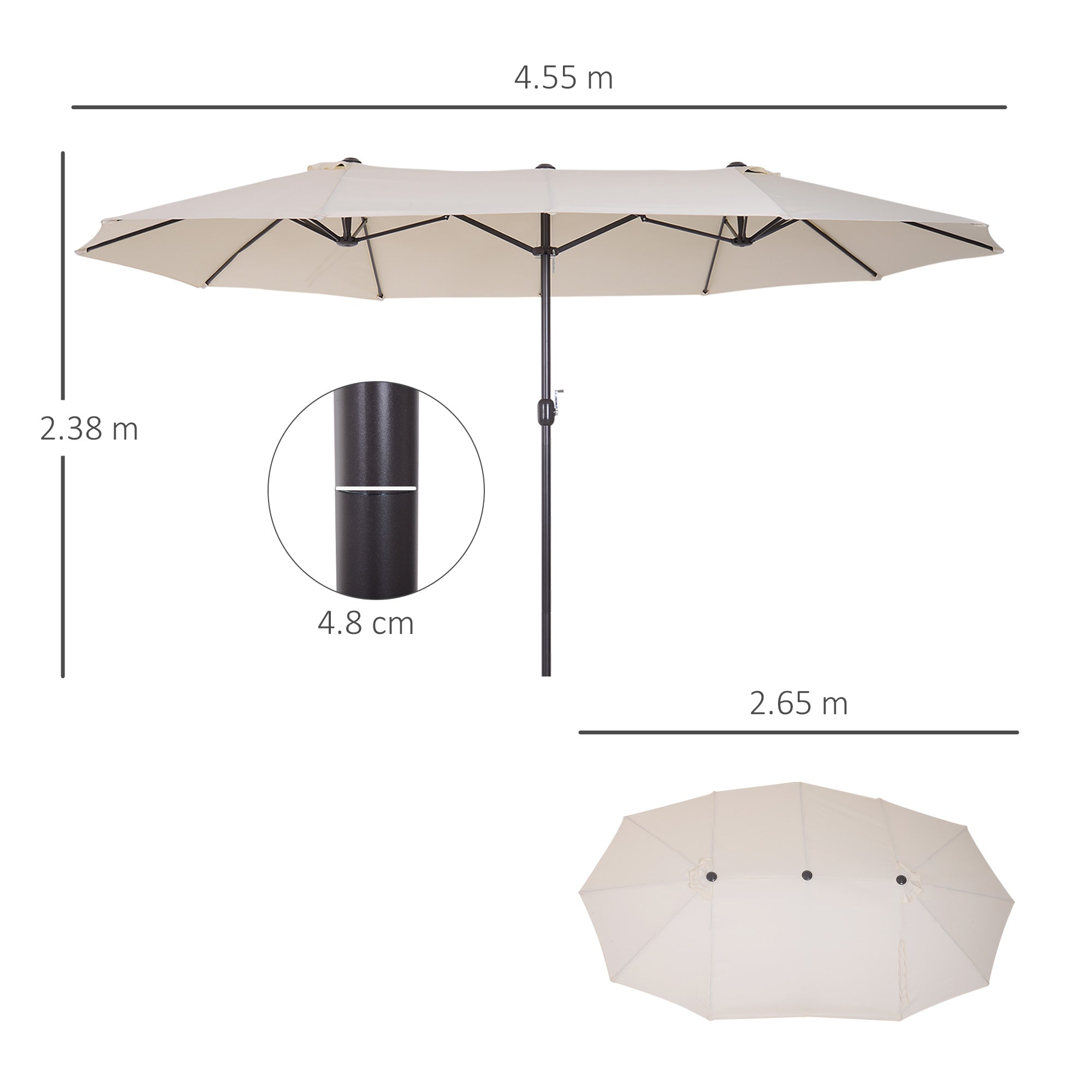 Outsunny 4.6m Double-Sided Patio Parasol Sun Umbrella-Beige - North Peak Garden Furniture