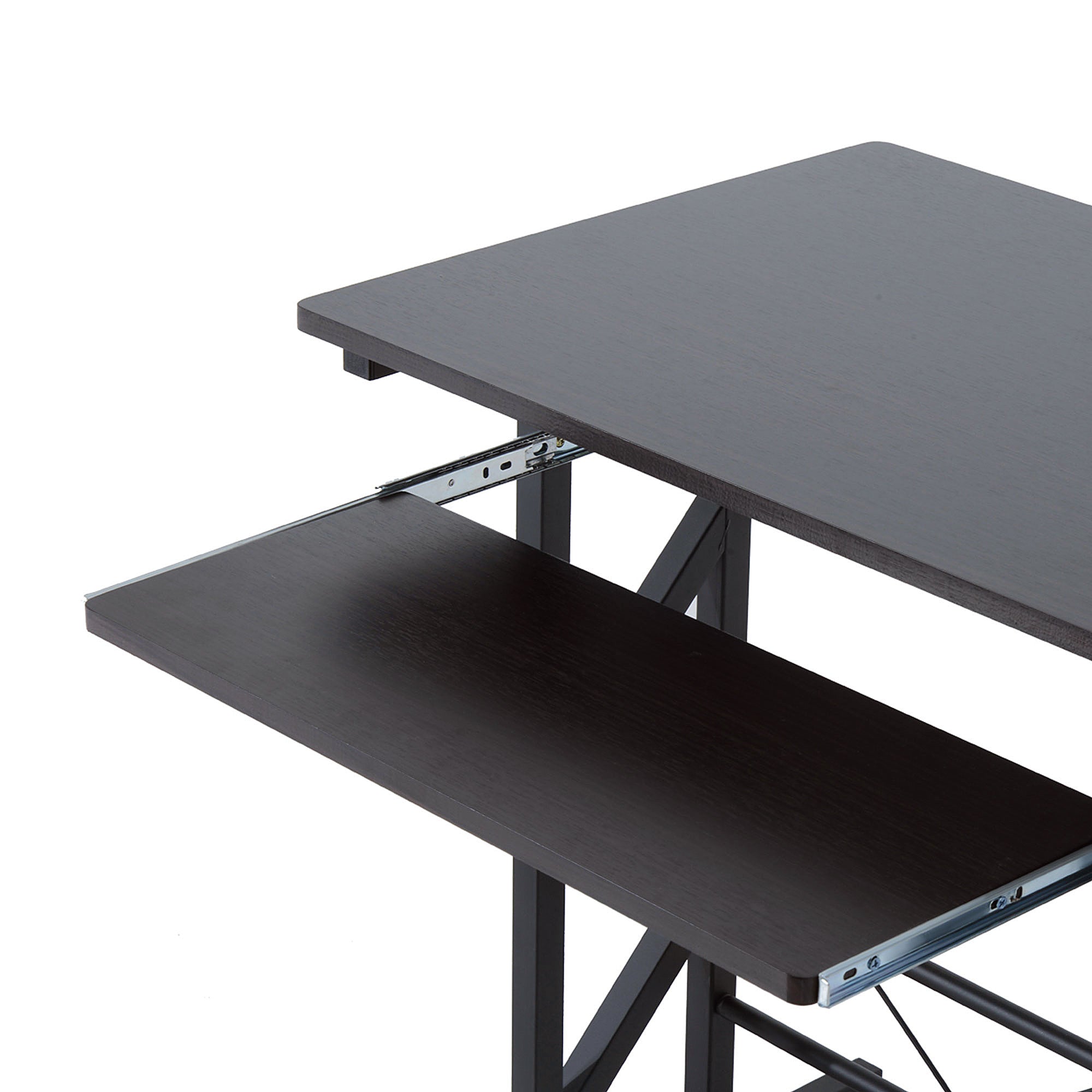 HOMCOM Computer Desk with Display Stand, Sliding Keyboard Tray Drawer and Host Box Shelf Home Office Workstation Dark Brown - North Peak Garden Furniture