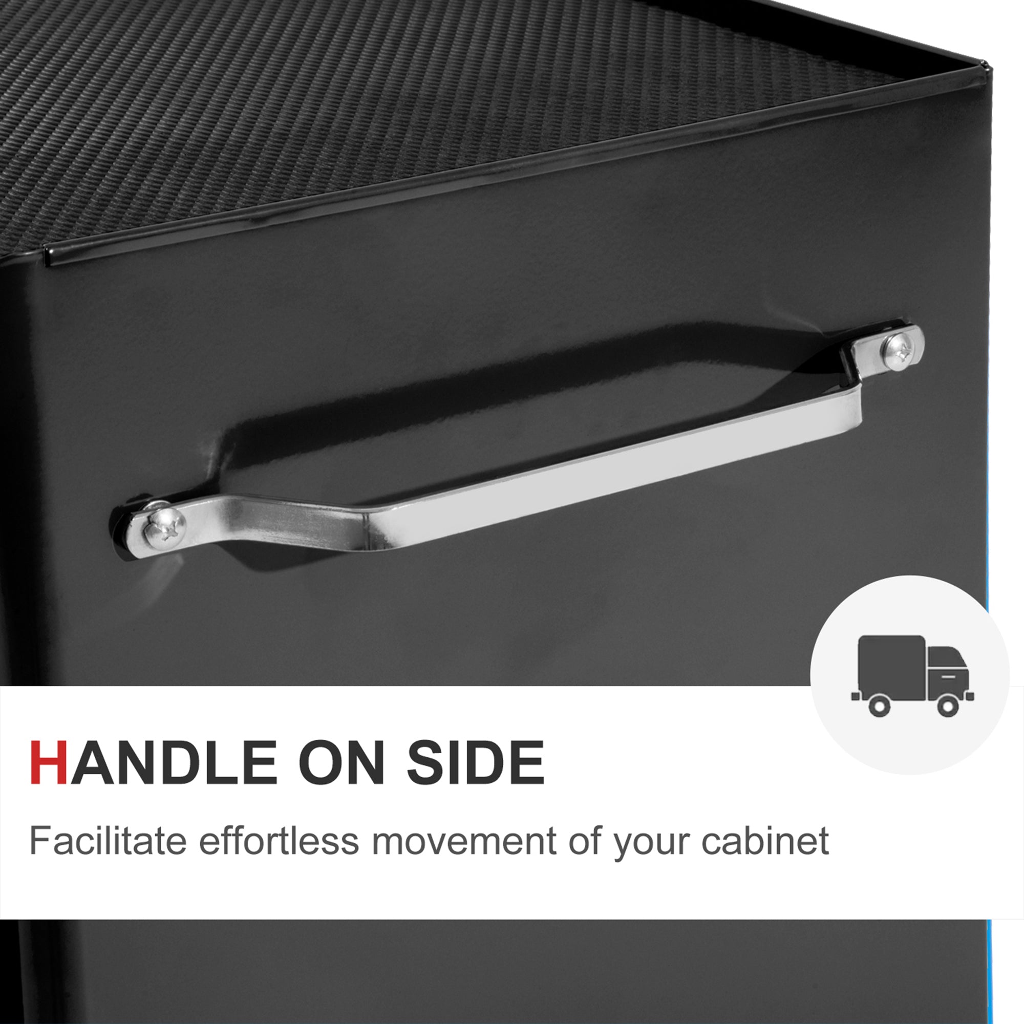 HOMCOM 5-Drawer Tool Chest, Lockable Steel Tool Storage Cabinet with Wheels and Handle Tool Box for Garage, Workshop, Black - North Peak Garden Furniture
