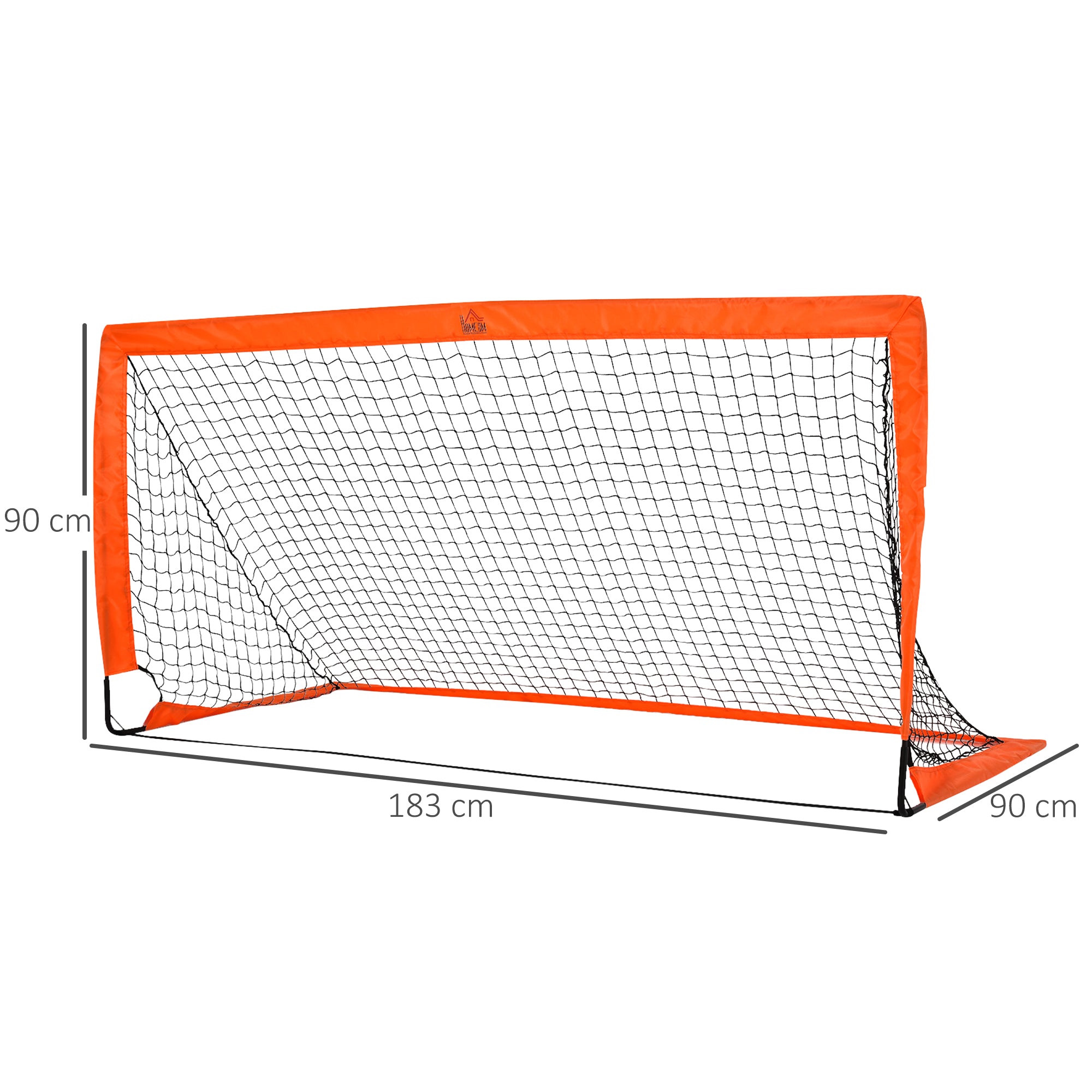 HOMCOM Set of 2 Football Goal Net 6 x 3 ft Foldable Outdoor Sport Training Teens Adults Football with Carrying Bag Orange - North Peak Garden Furniture