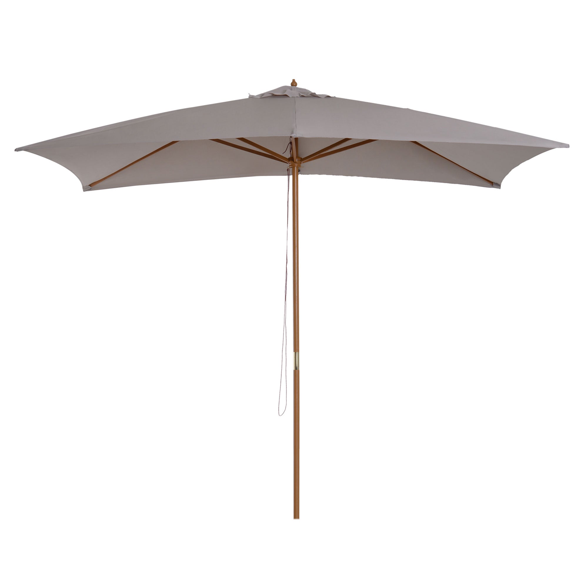 Outsunny 2 x 3m Wooden Garden Parasol Umbrella Outdoor Sun Shade Canopy, Light Grey - North Peak Garden Furniture