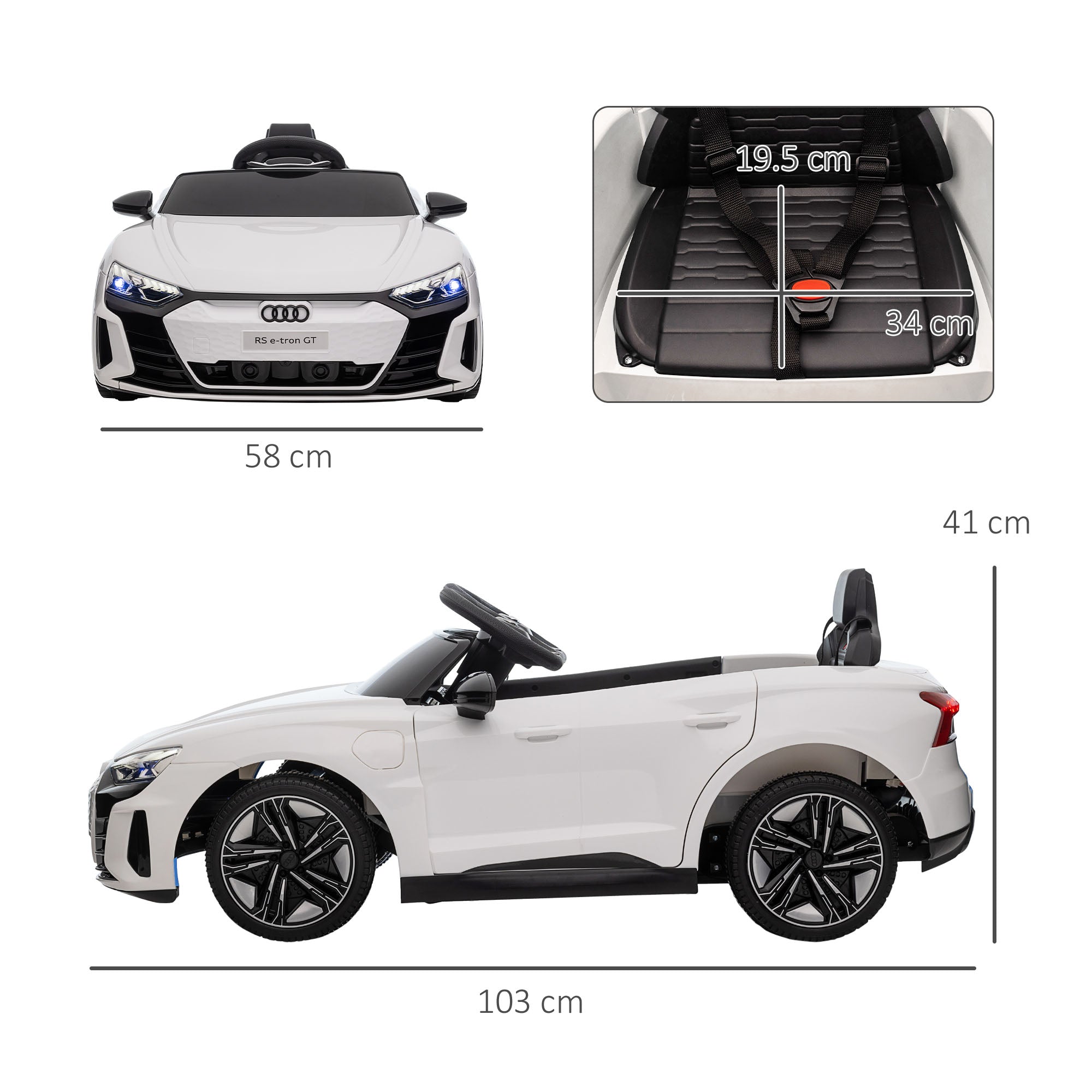HOMCOM Audi Licensed 12V Kids Electric Ride-On, with Remote Control, Suspension System, Lights, Music, Motor - White - North Peak Garden Furniture