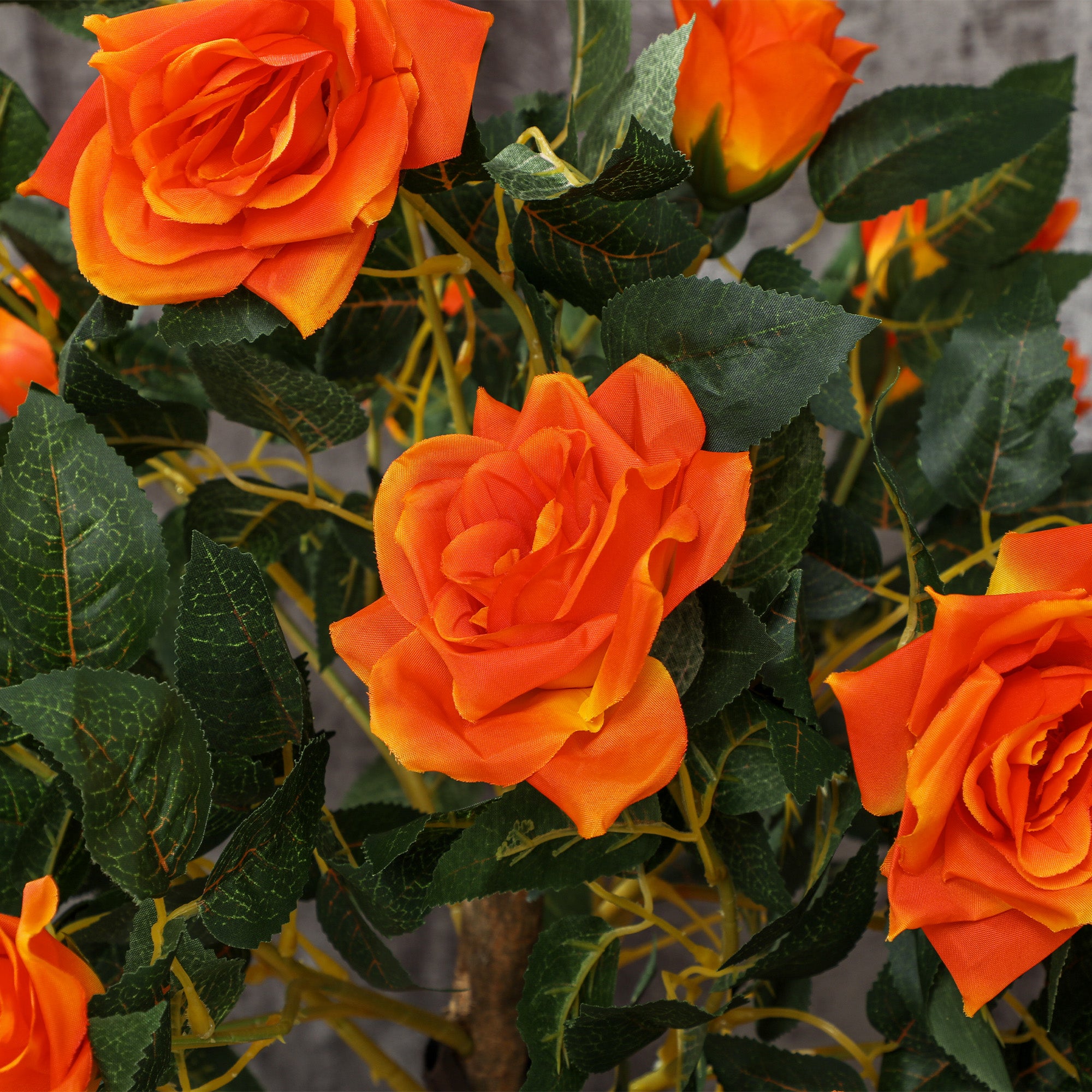 Outsunny Set of 2 Artificial Plants White Rose Floral in Pot, Fake Plants for Home Indoor Outdoor Decor, 90cm, Orange - North Peak Garden Furniture