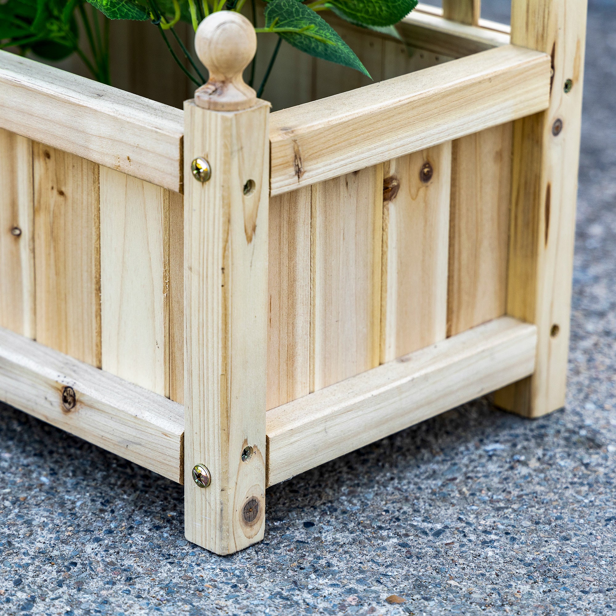 Outsunny Garden Planters with Trellis for Climbing Vines, Wood Raised Beds for Garden, Flower Pot, Indoor Outdoor, Natural - North Peak Garden Furniture