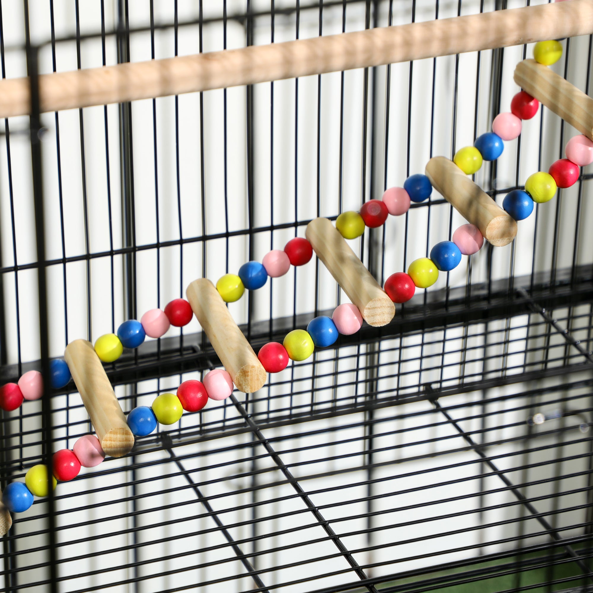 PawHut Large Bird Cage Budgie Cage with Stand, Toys, Wheels, Accessories, Storage Shelf for Canaries, Finches, Lovebirds, Parakeets - Black, 79 x 49 x 133 cm - North Peak Garden Furniture