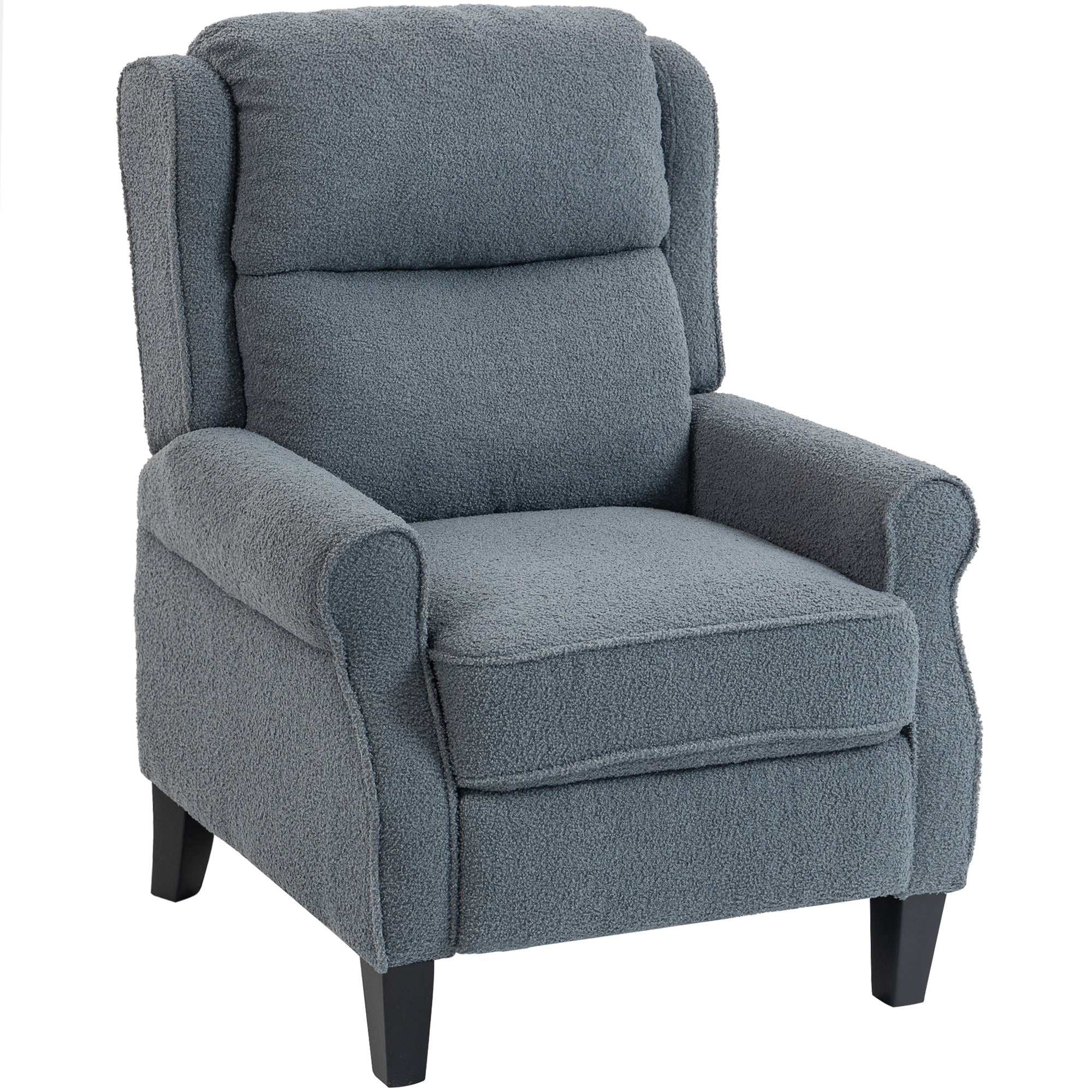 HOMCOM Recliner Armchair with Extended Leg Rest - Grey