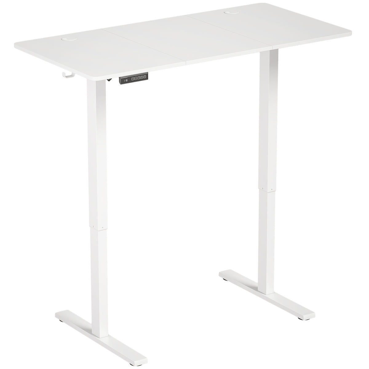 HOMCOM Standing Desk Memory Control Height Adjustable Desk 2 Cable Holes LED Display Sit Stand Desk White