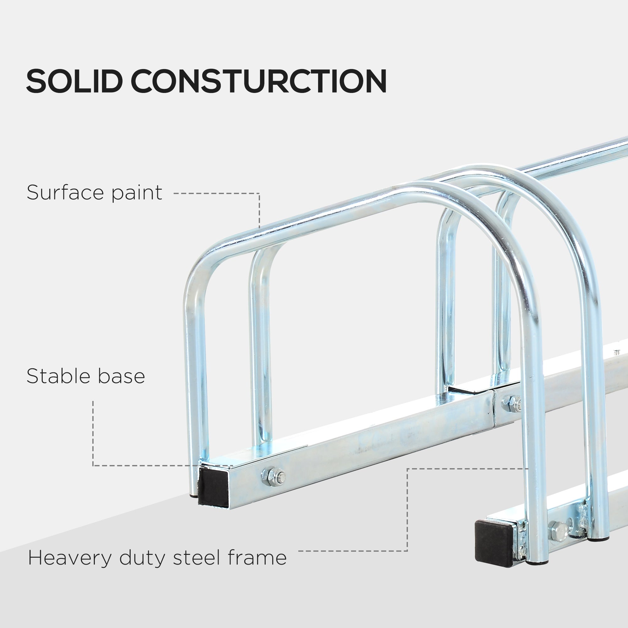 HOMCOM Bike Stand Parking Rack Floor or Wall Mount Bicycle Cycle Storage Locking Stand 179L x 33W x 27H (6 Racks, Silver) - North Peak Garden Furniture