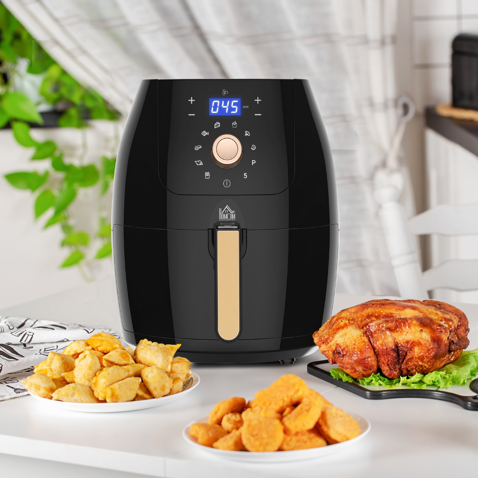 HOMCOM 5.5L 1700W Air Fryer, with Digital Display, 80-200℃ Temperature - North Peak Garden Furniture
